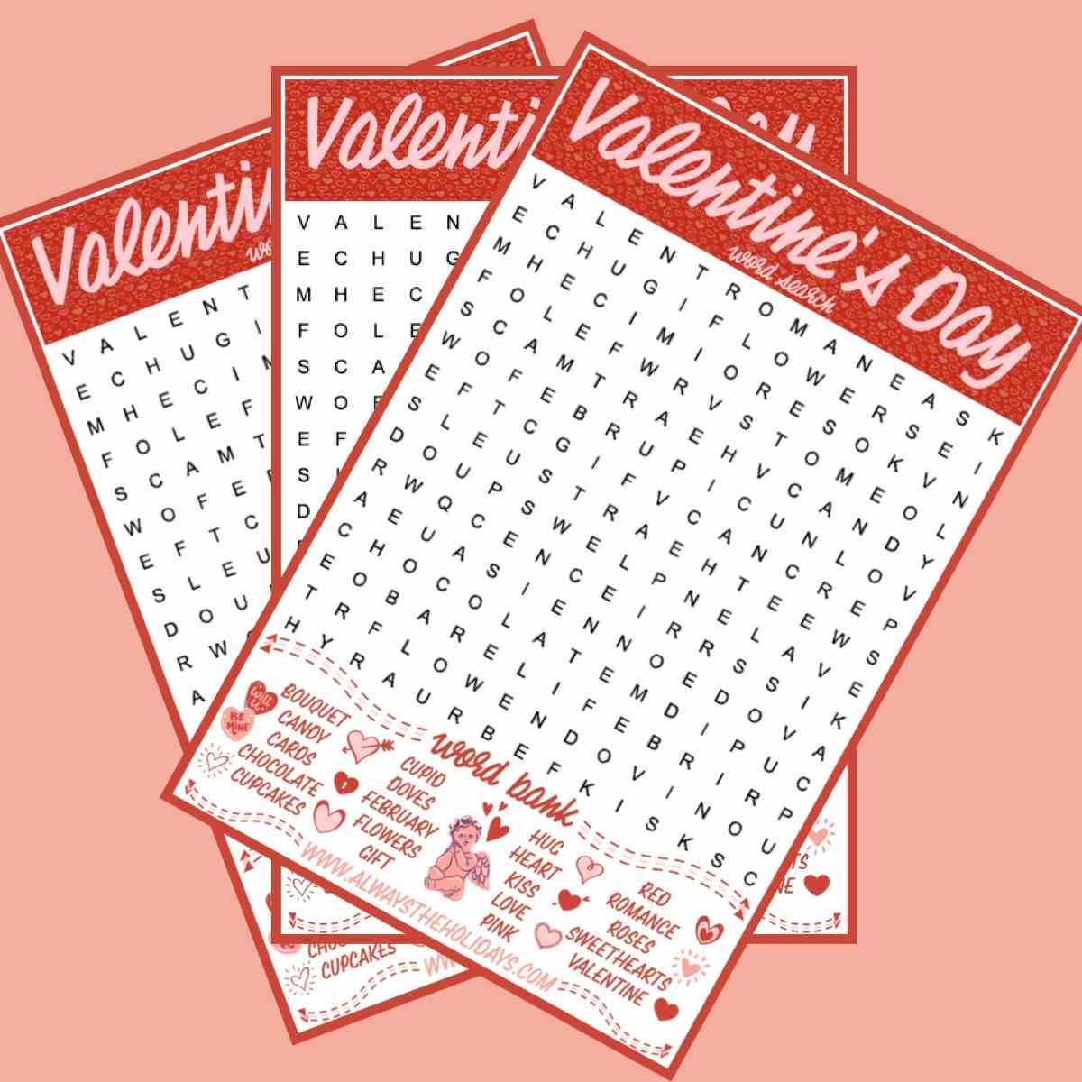 free valentine s day word search printable answer key included