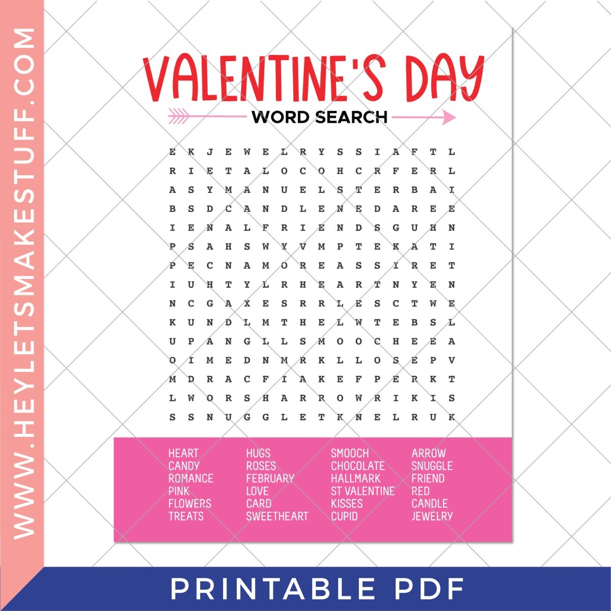 Free Valentines Word Search Printable Hey Let s Make Stuff