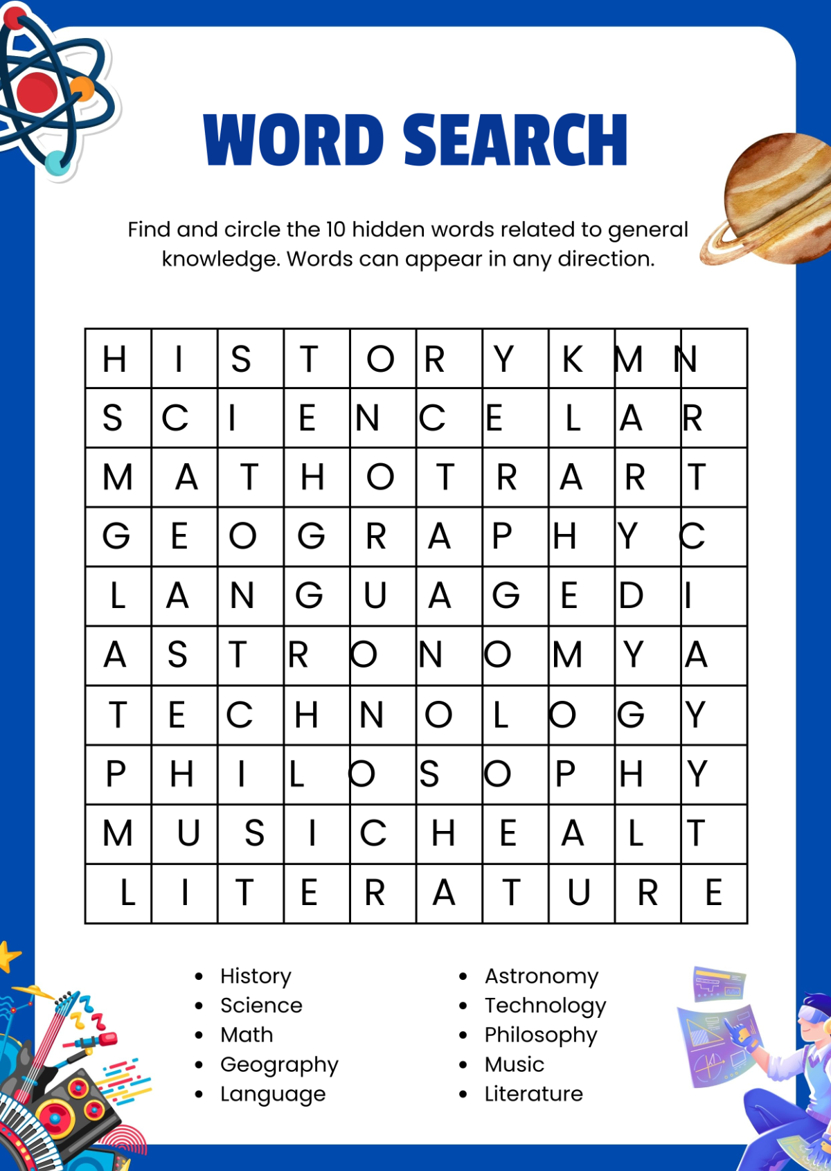 Free Word Search Puzzle Template To Edit Online