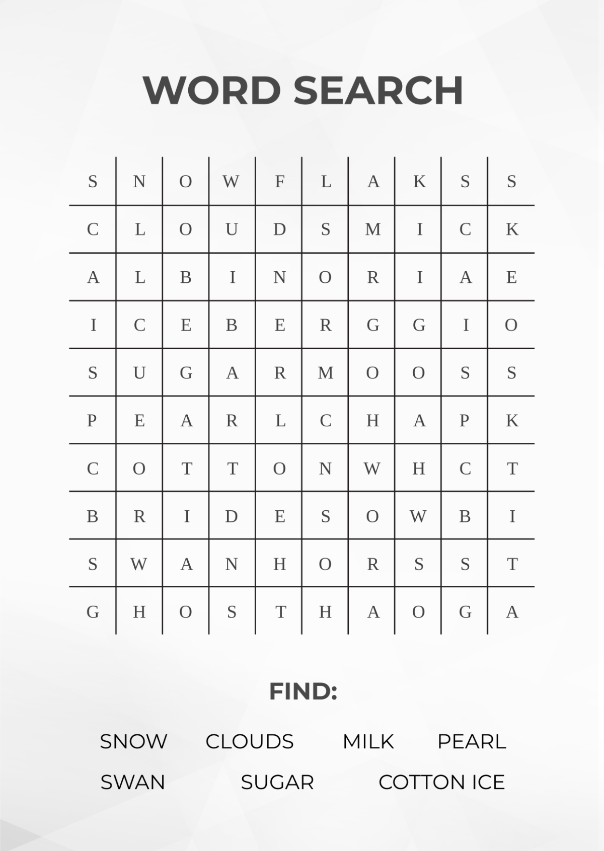 Free Word Search Puzzle Template To Edit Online
