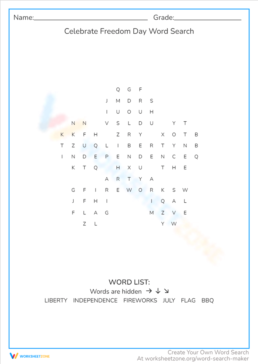 Flag Day Word Search Maker