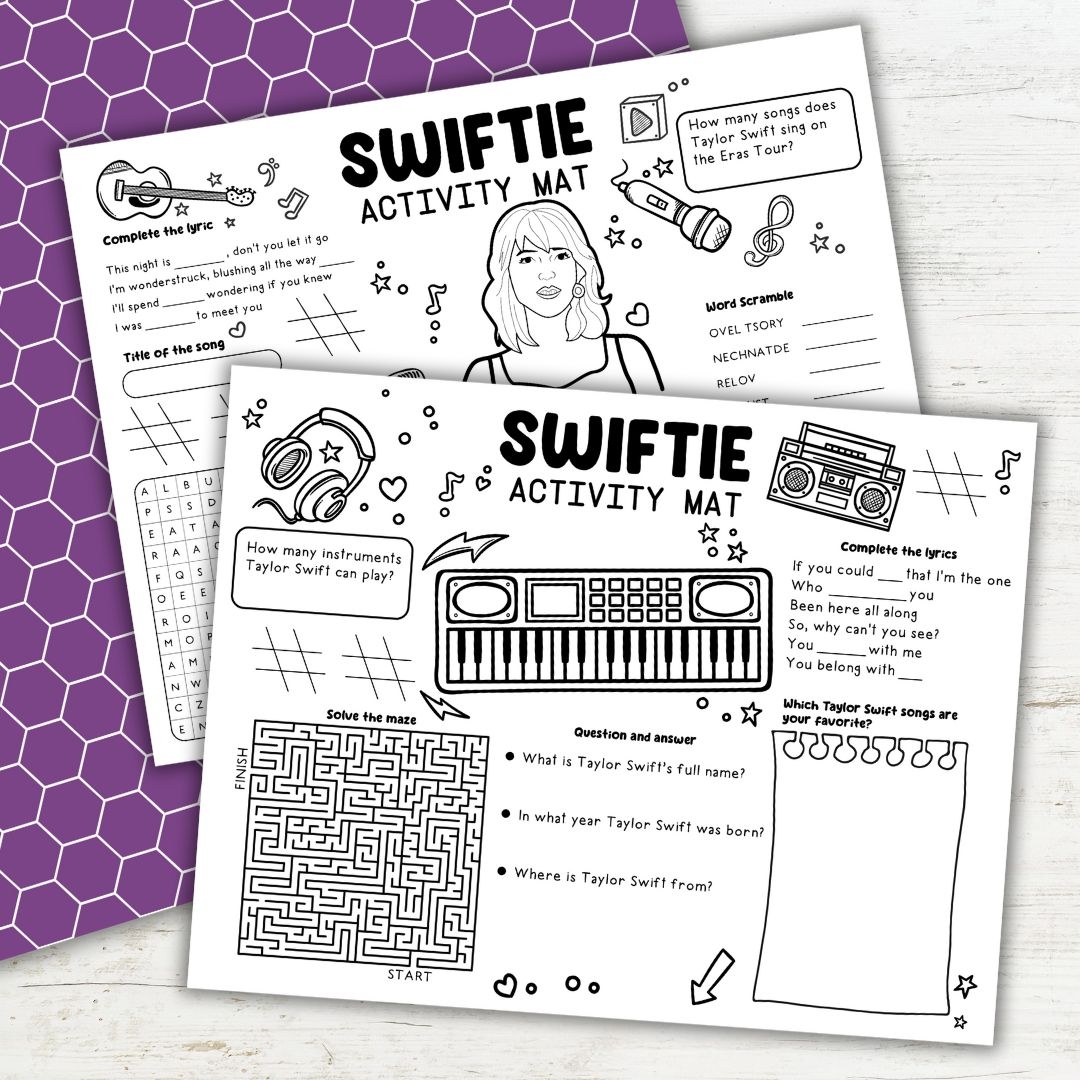 Fun Educational Taylor Swift Printable Activity Mats For Kids