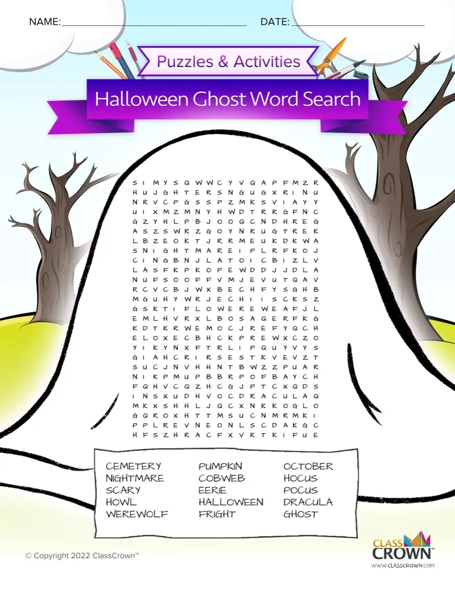 Free Printable October Word Search Puzzles