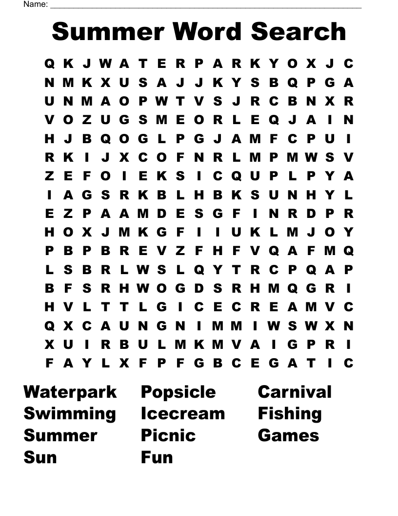Word Search For 3rd Graders Free Printable