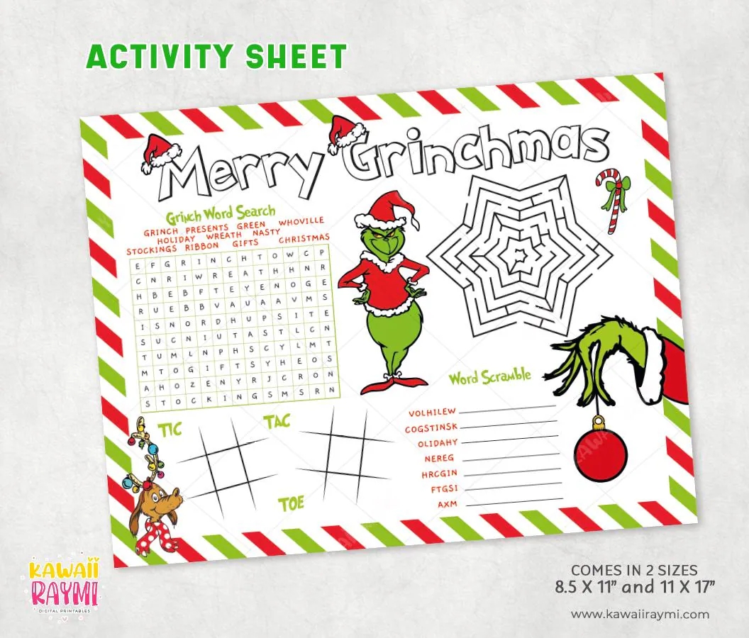 Grinch Word Search Etsy