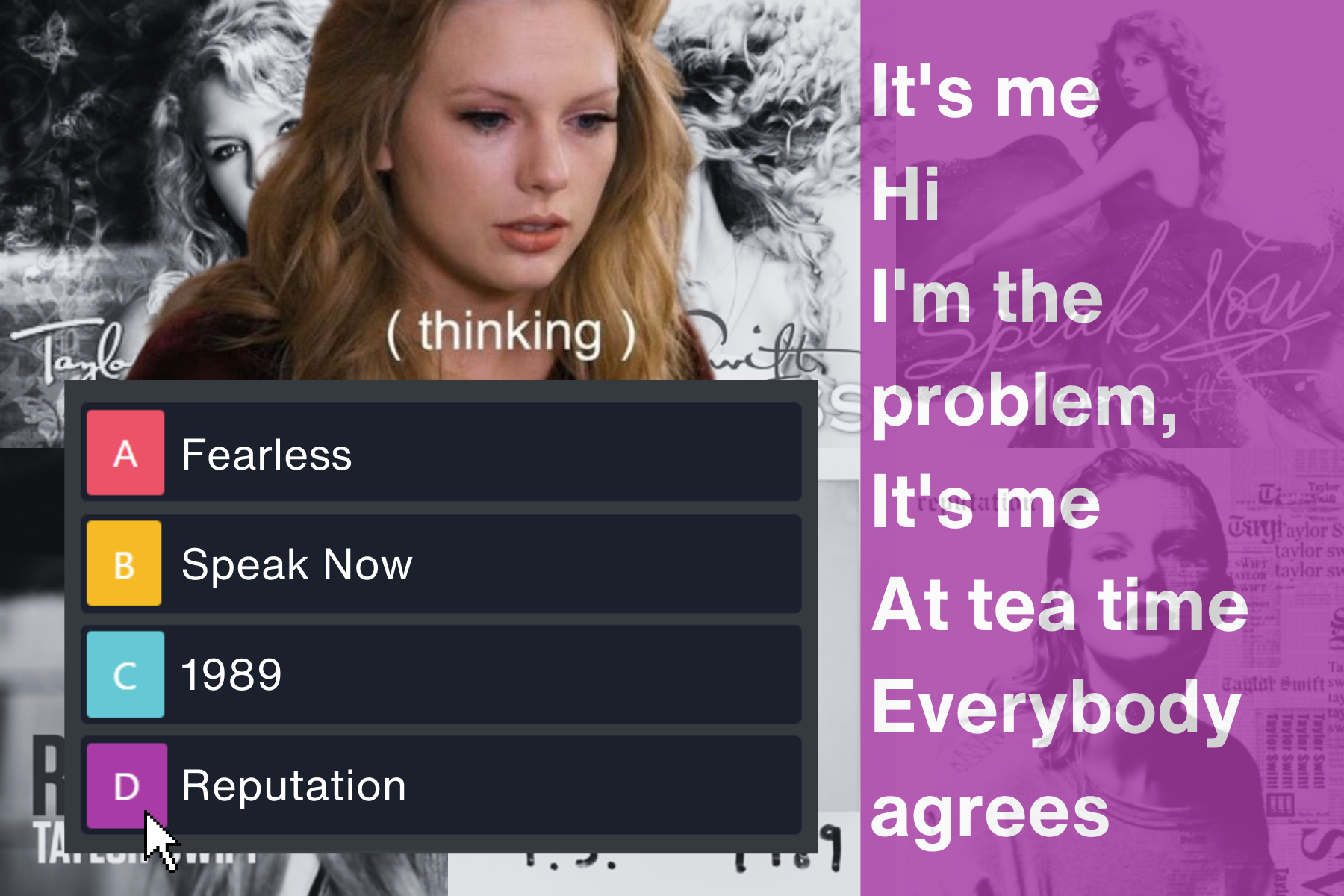 Guess The Taylor Swift Song With Just Two Words From The Lyrics Worksheets Library