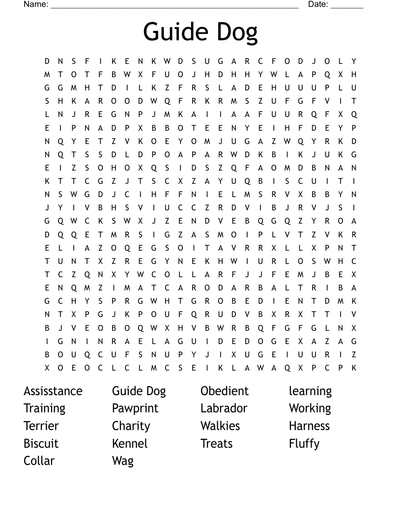 Guide Dog Word Search WordMint
