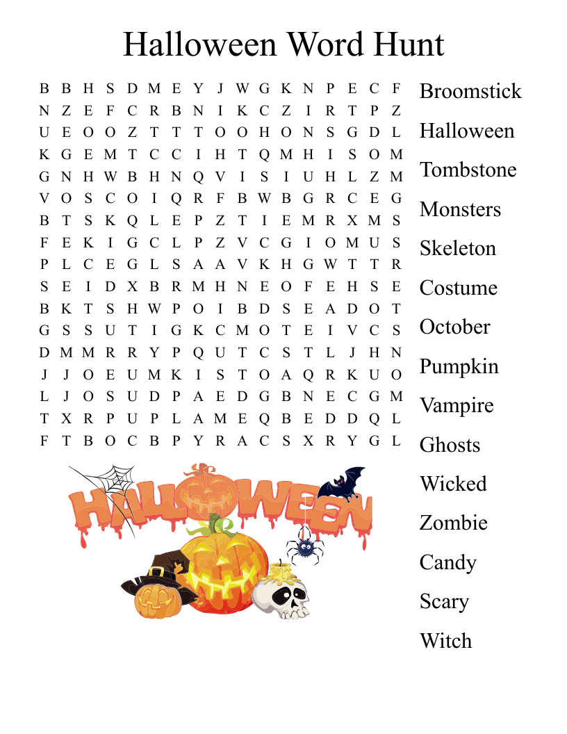 Halloween Free Printable Word Search