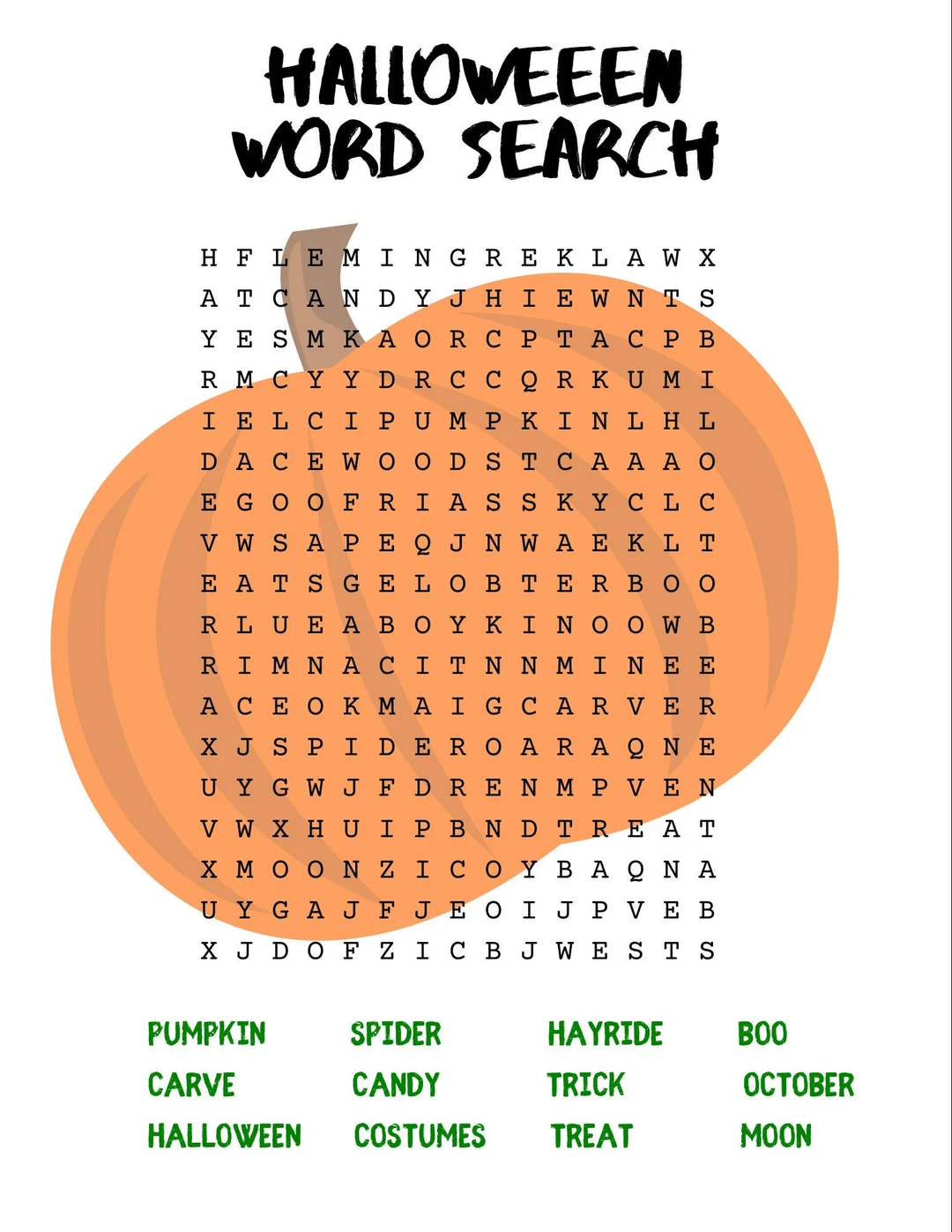 Printable Halloween Word Search Puzzles