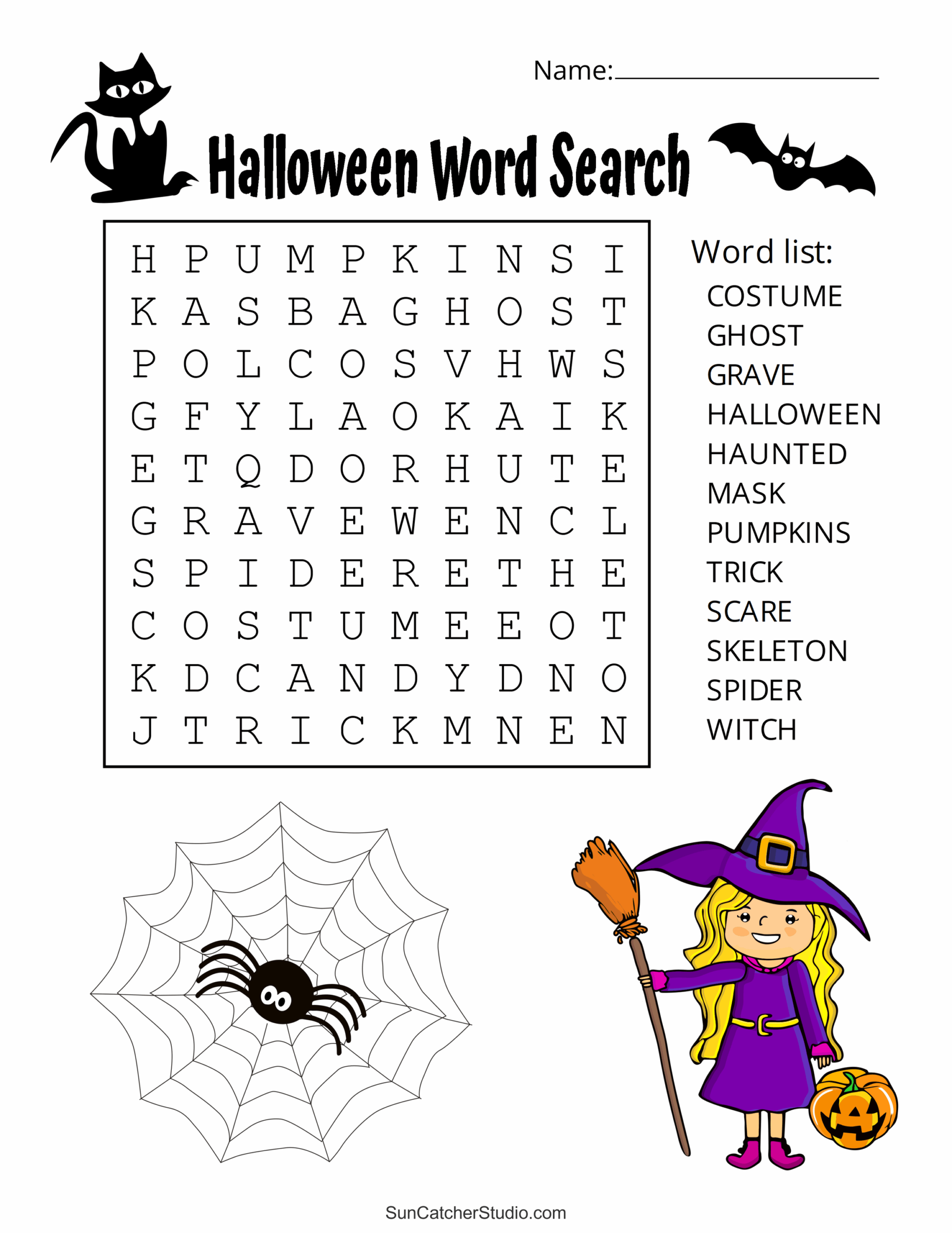 Hard Halloween Word Search Printable