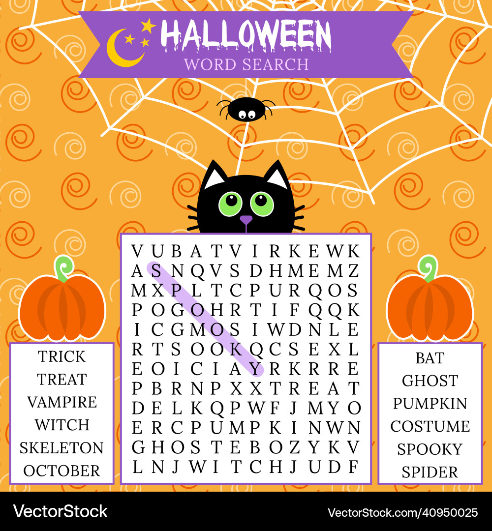 halloween word search puzzle royalty free vector image