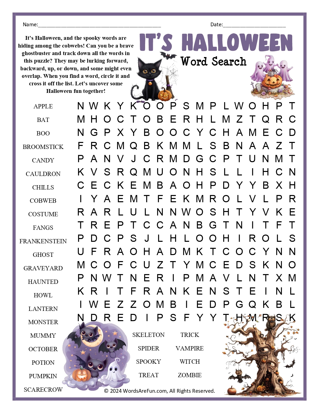 Word Search Halloween Hard
