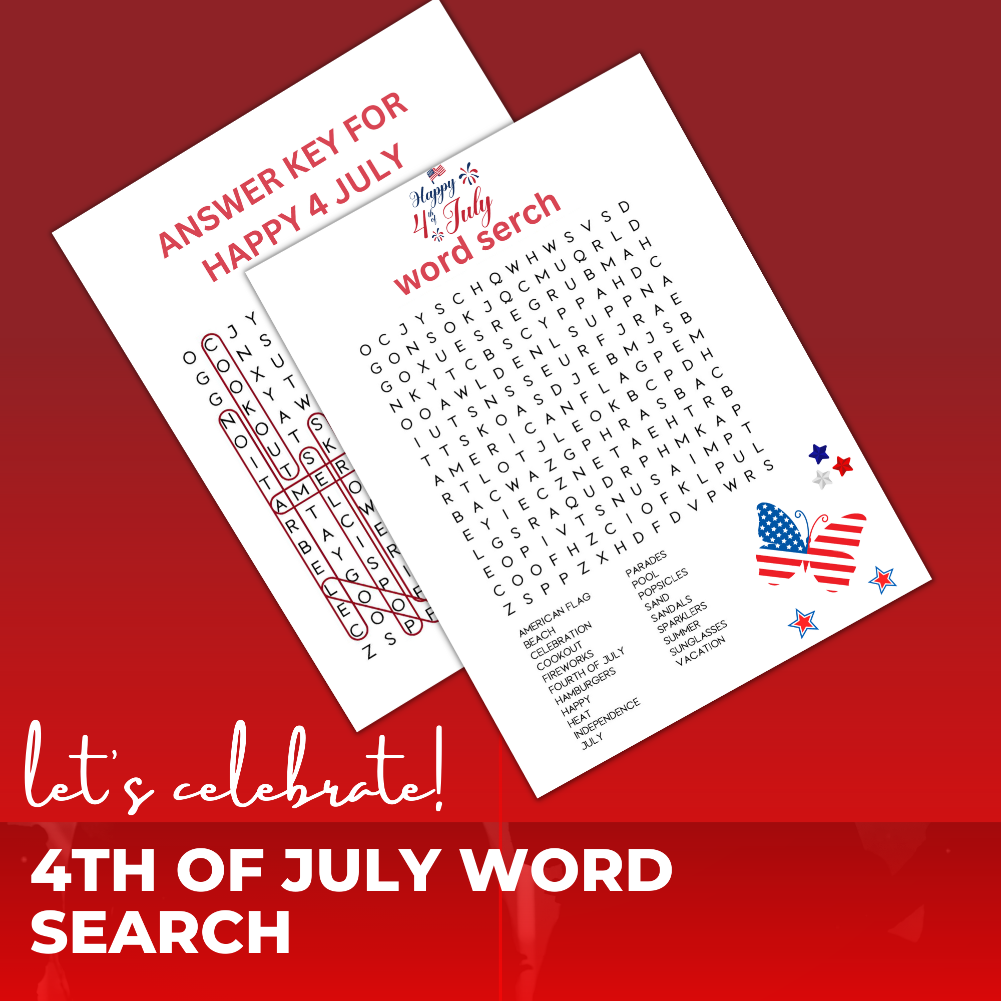 July Word Search Printable Fourth Of July
