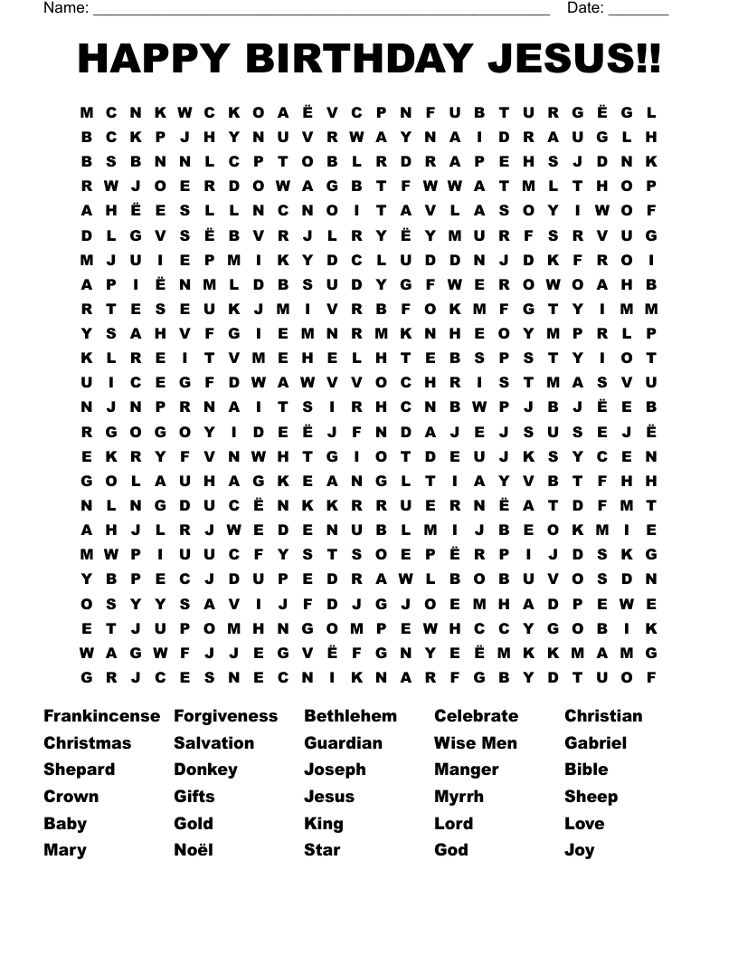 Religious Christmas Word Search For Kids