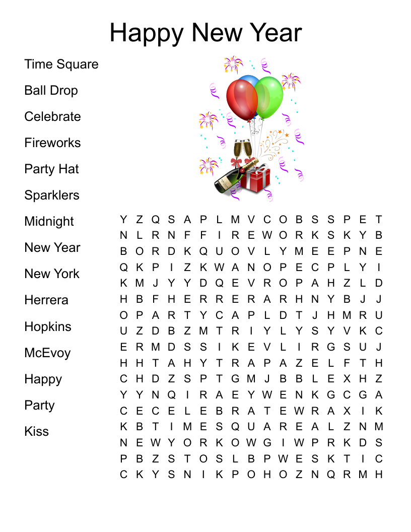 happy new year word search wordmint
