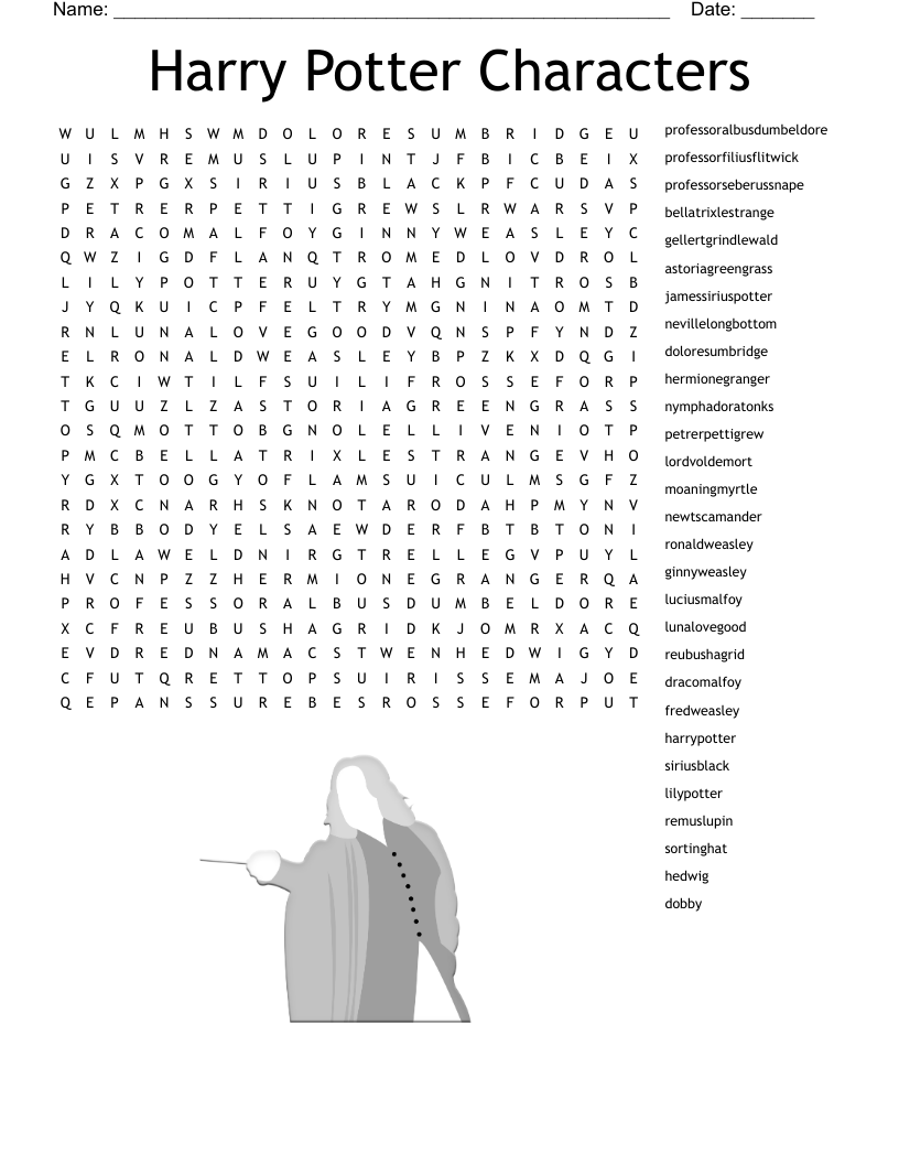 Harry Potter Characters Word Search WordMint