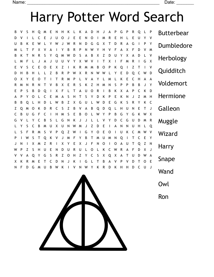 harry potter s word search wordmint