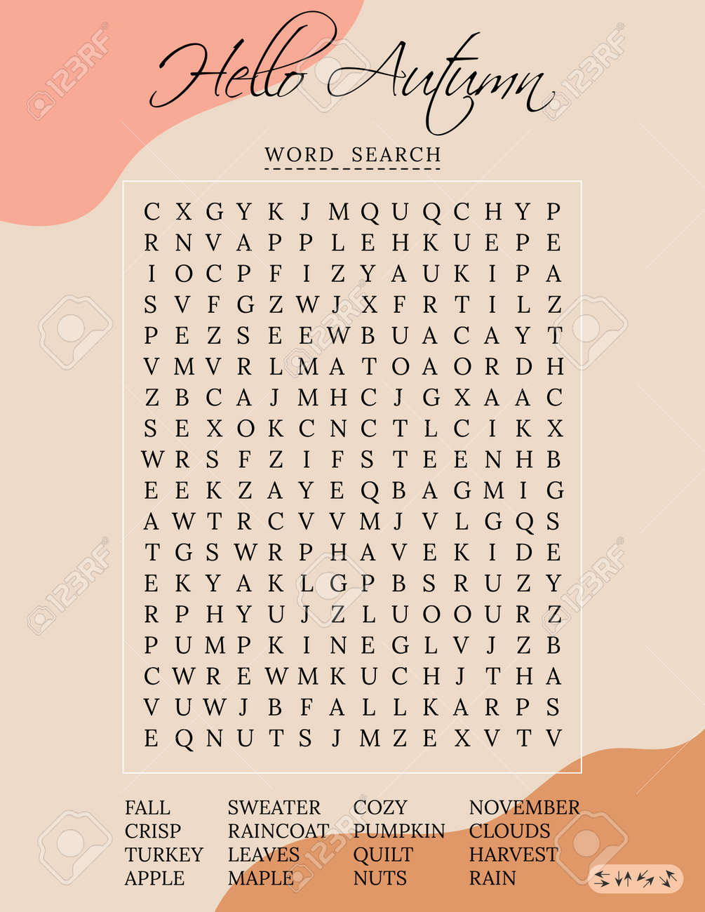 Fall Word Search Puzzles For Adults Printable