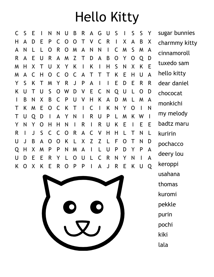 hello kitty word search wordmint