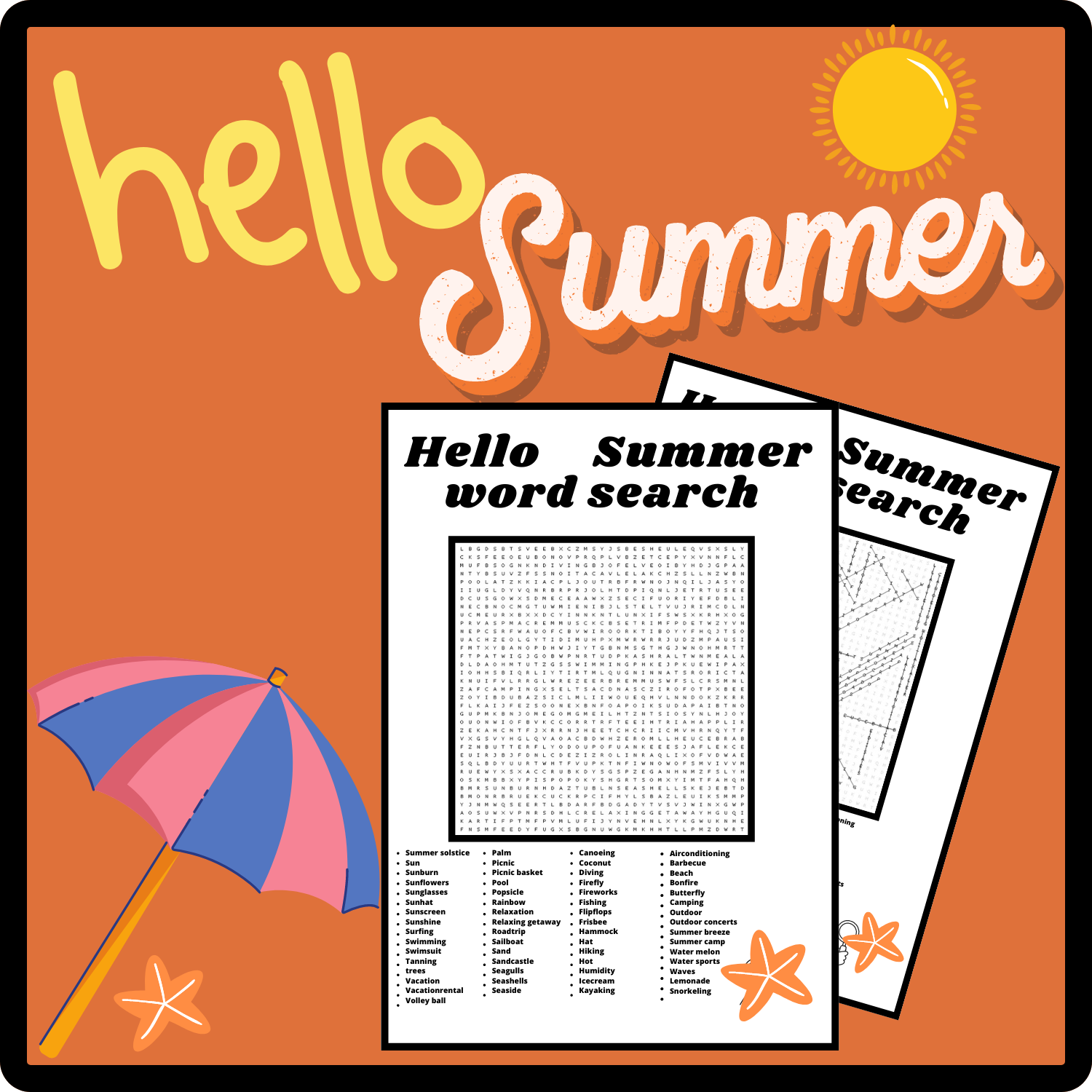 HELLO SUMMER Word Search Puzzle Middle School Fun Activity Vocabulary Worksheet Made By Teachers