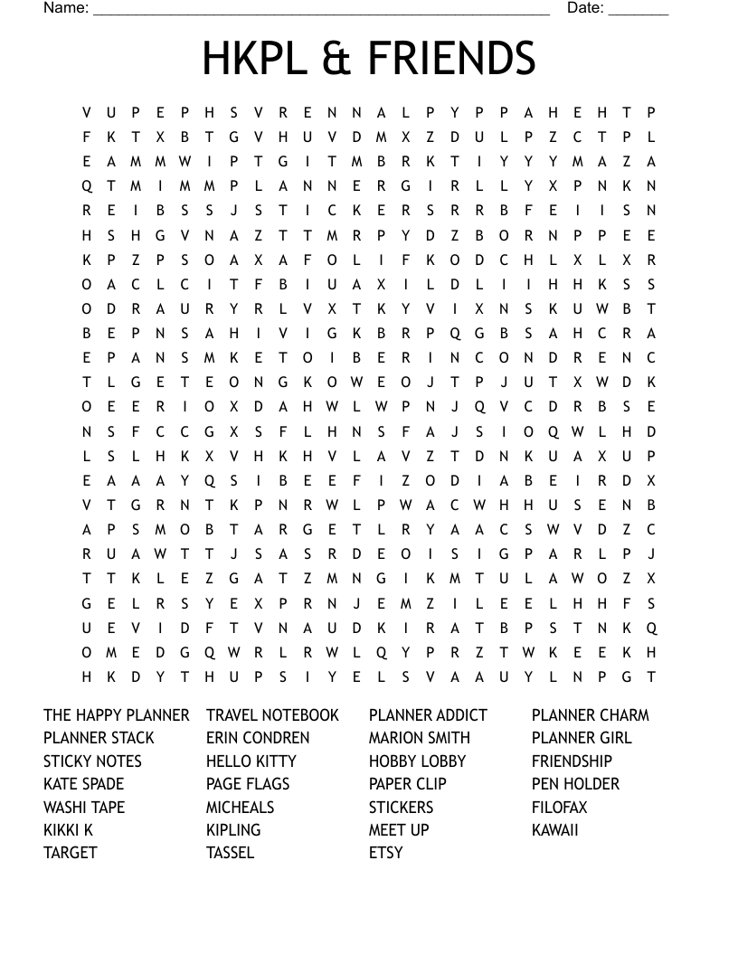 HKPL FRIENDS Word Search WordMint