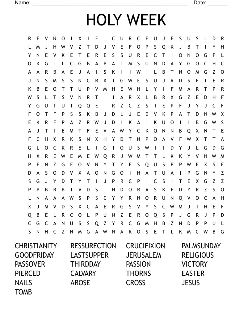 Printable Easter Word Search Christian