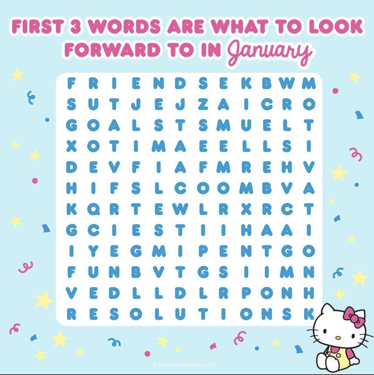 Hello Kitty And Friends Word Search
