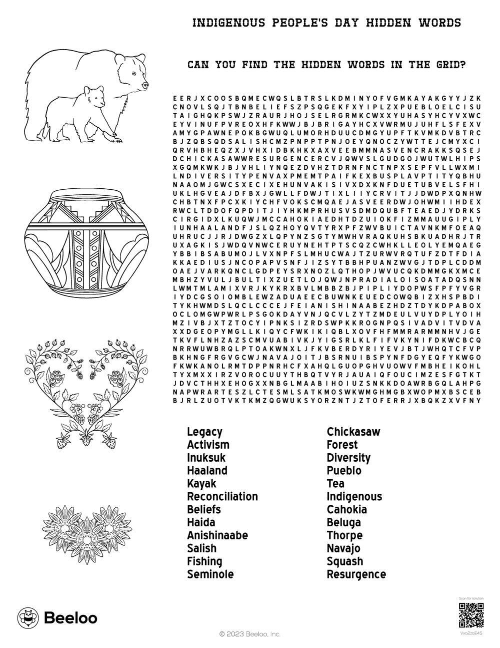 Indigenous People s Day themed Word Searches Beeloo Printable Crafts And Activities For Kids