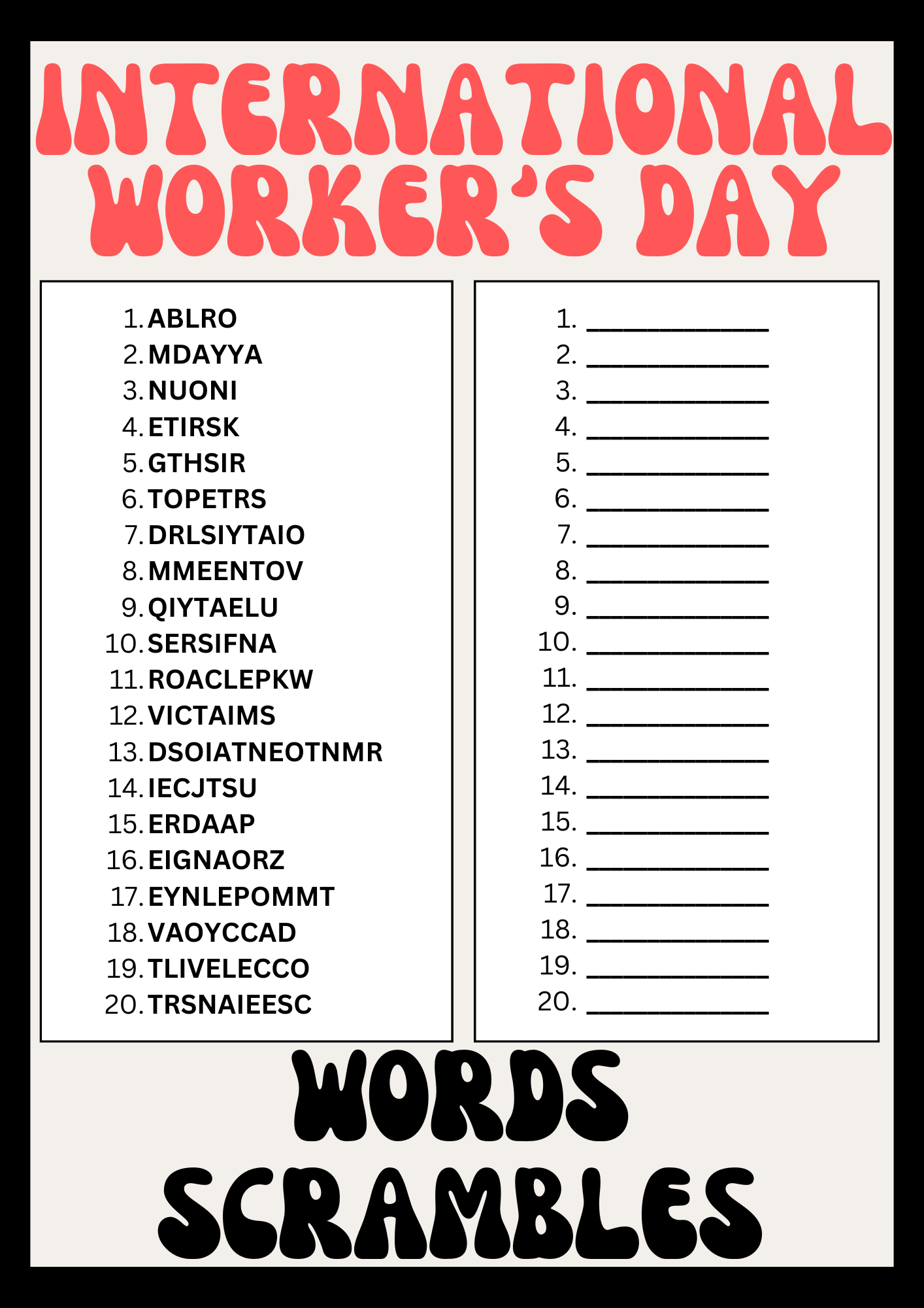 Free Printable Labor Day Word Search Puzzles