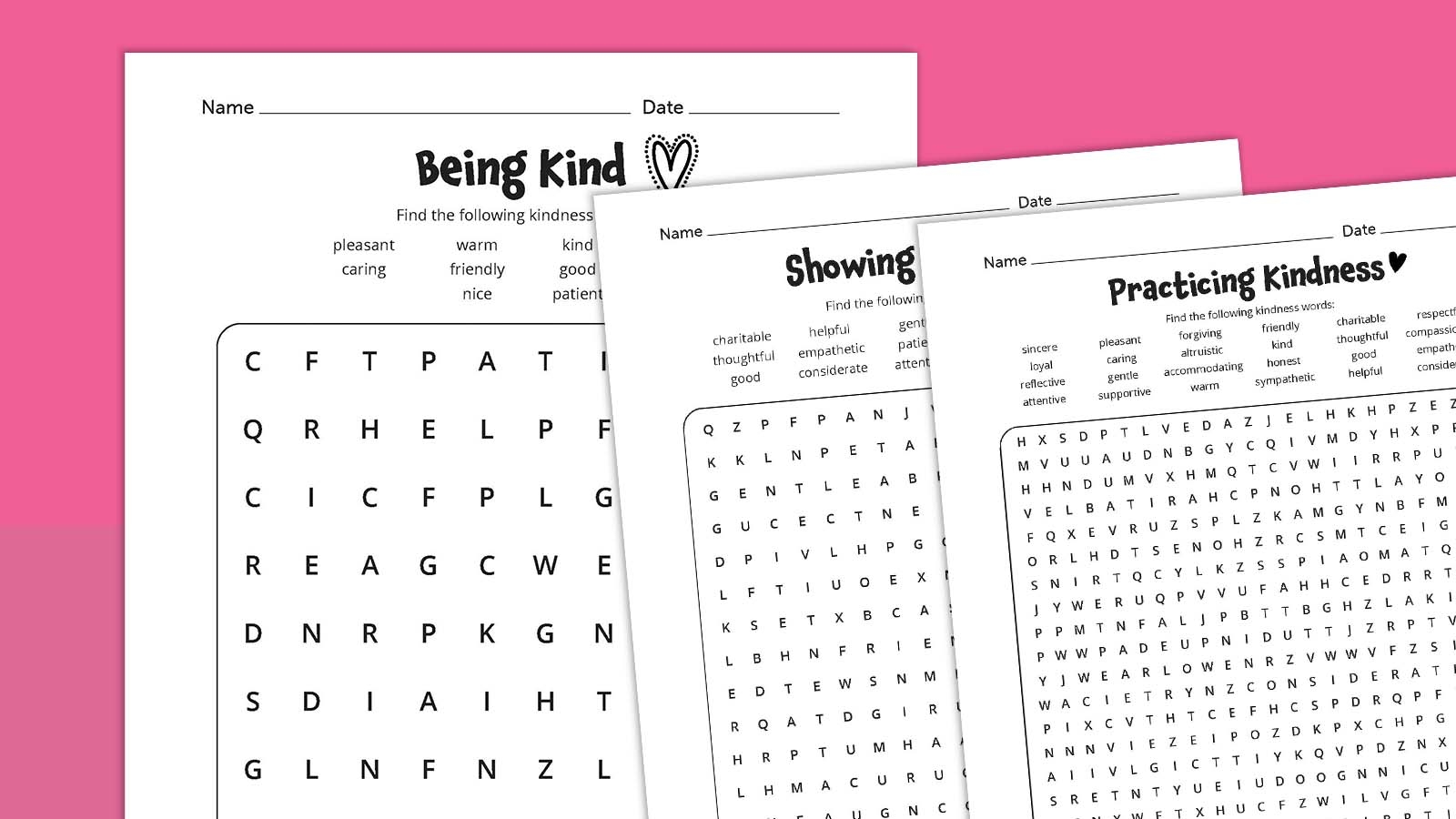 kindness word search bundle free download plus answer key