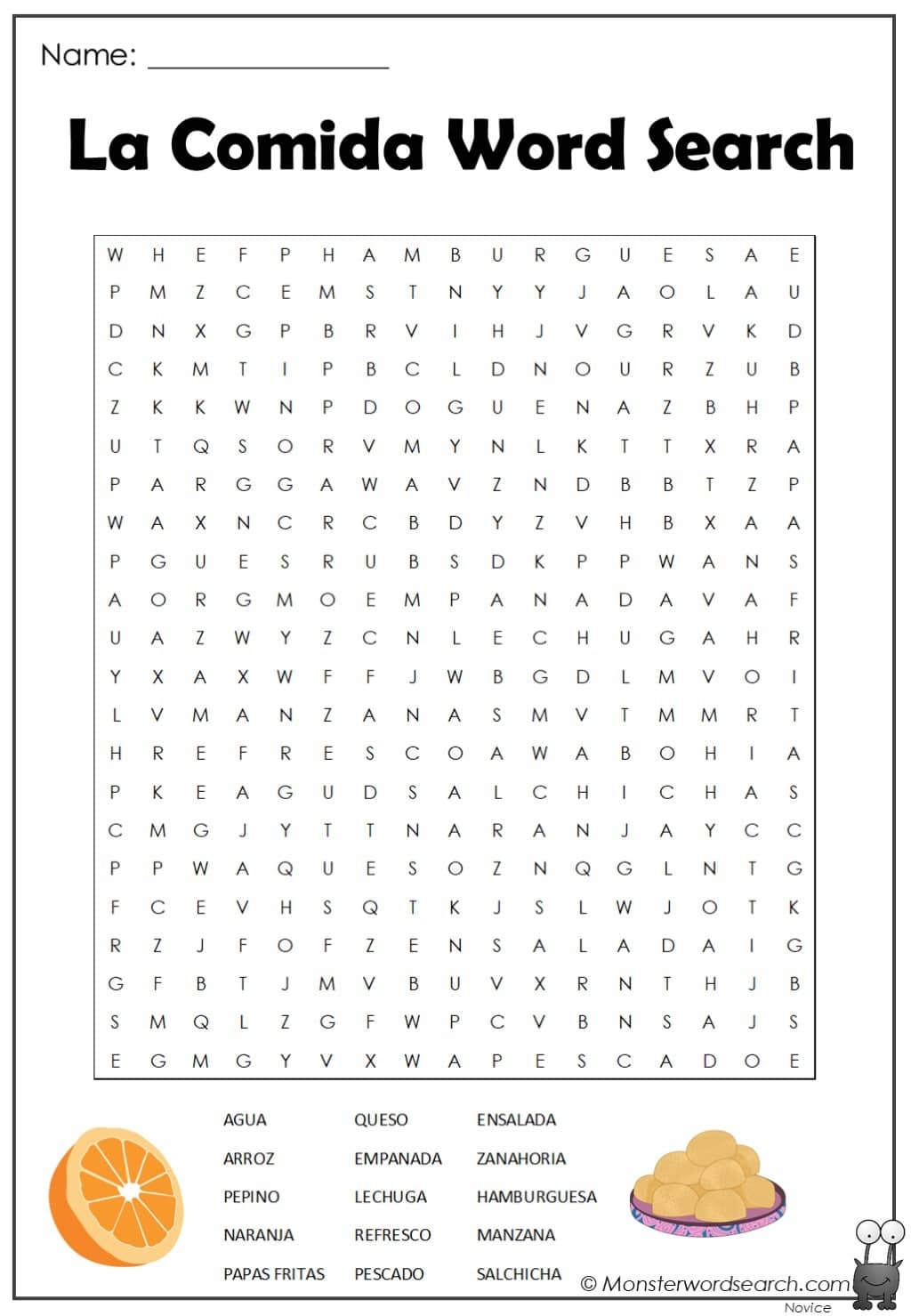 Printable Food Word Search