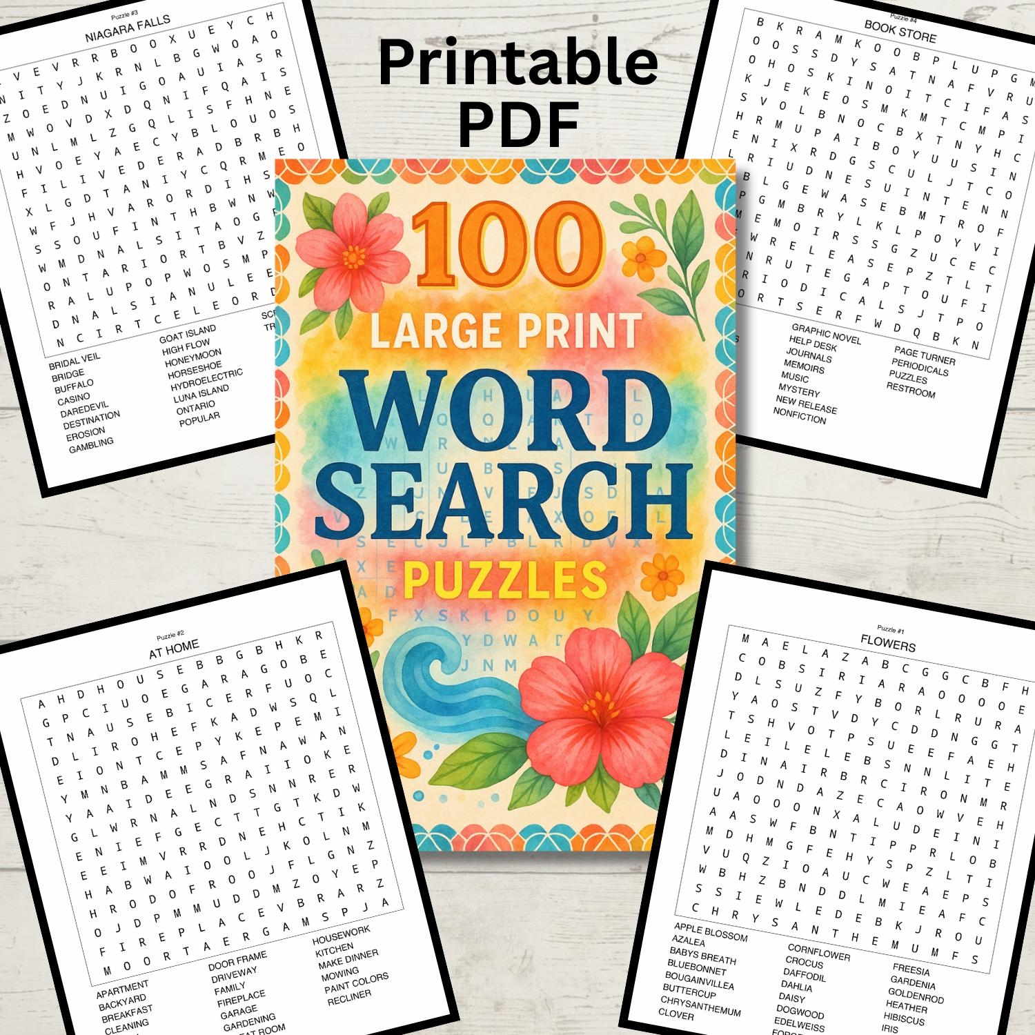 Word Search Large Print Printable For Elderly