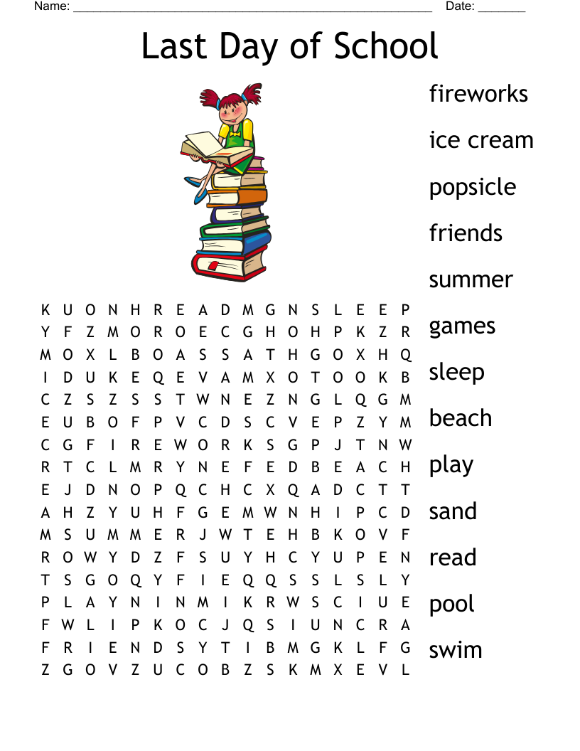 School Word Search Printable