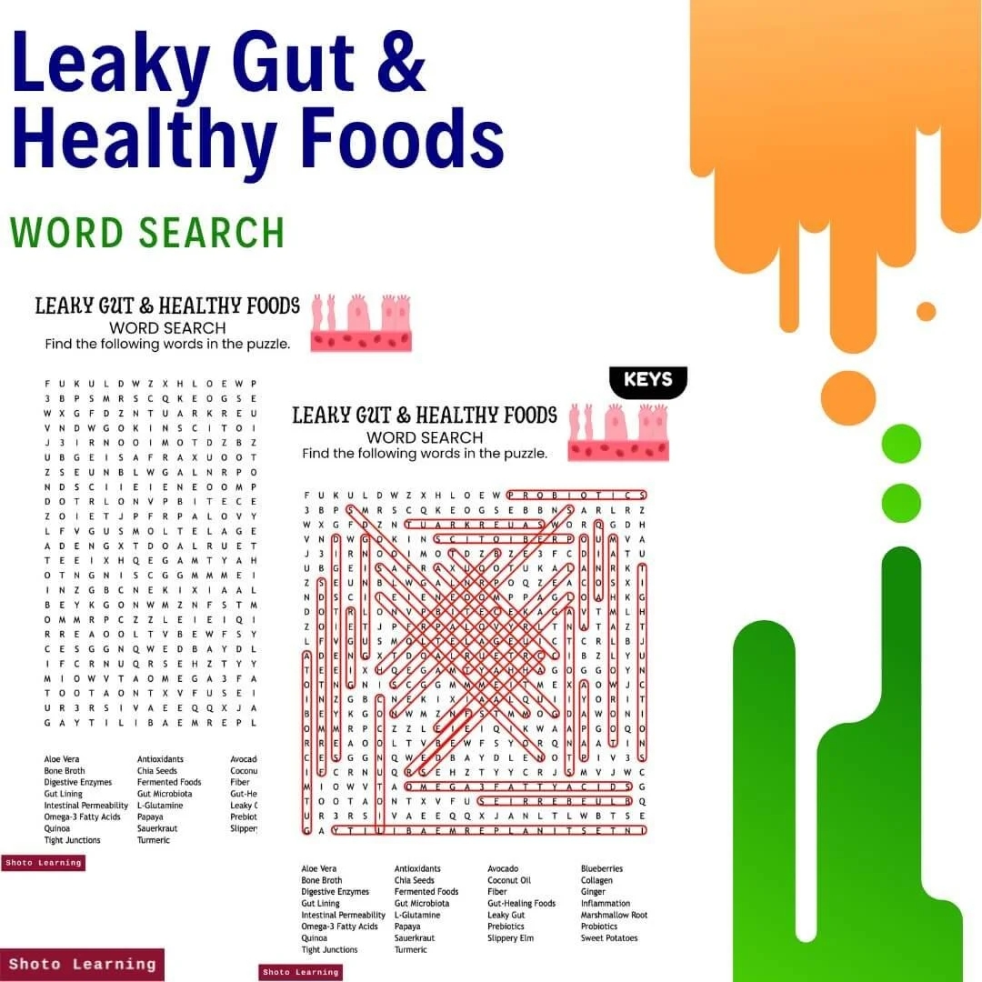 Leaky Gut Healthy Foods Crossword Puzzle For Gut Wellness
