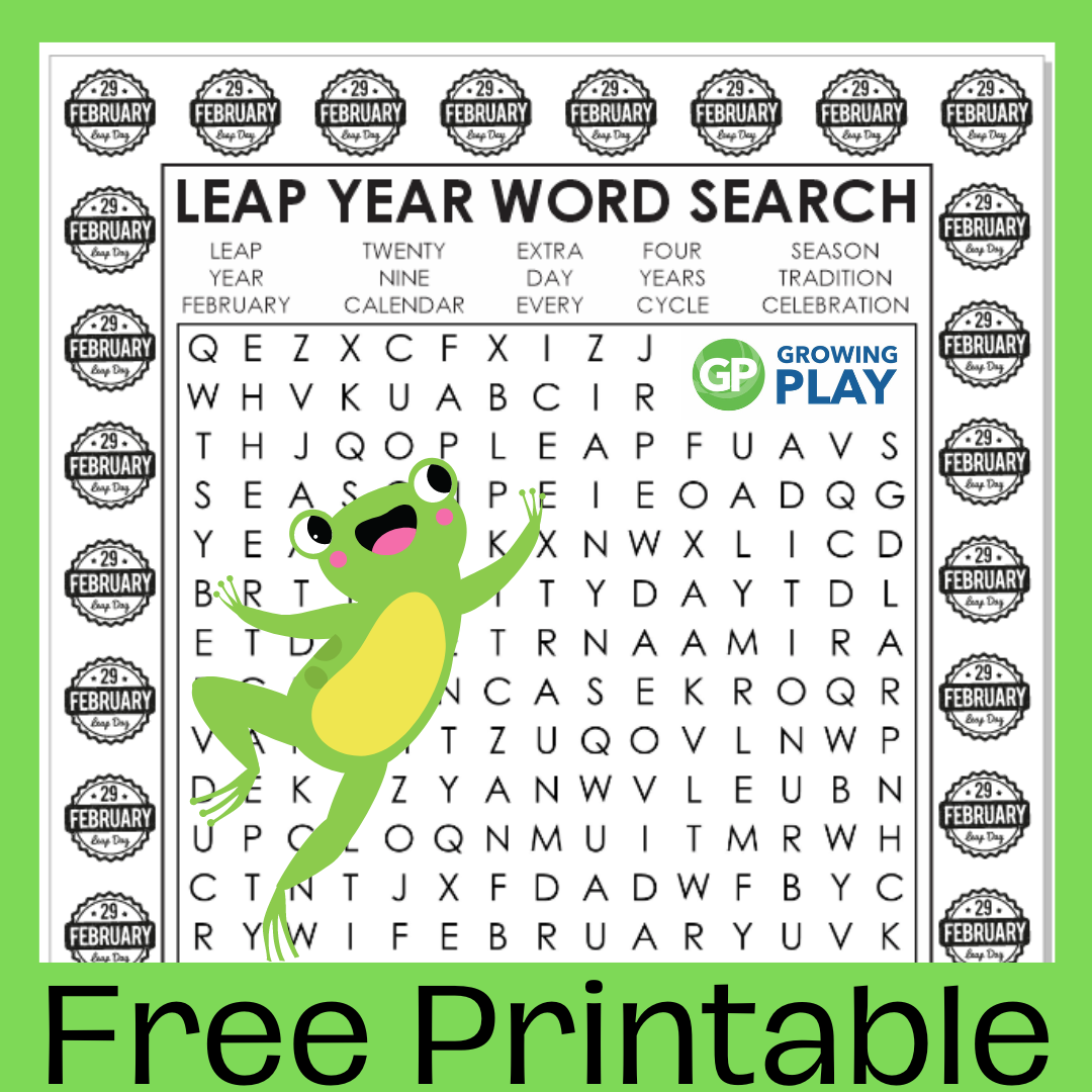 Leap Year Word Search Free Printable Growing Play Leap Year Word Search Free Printable Growing Play