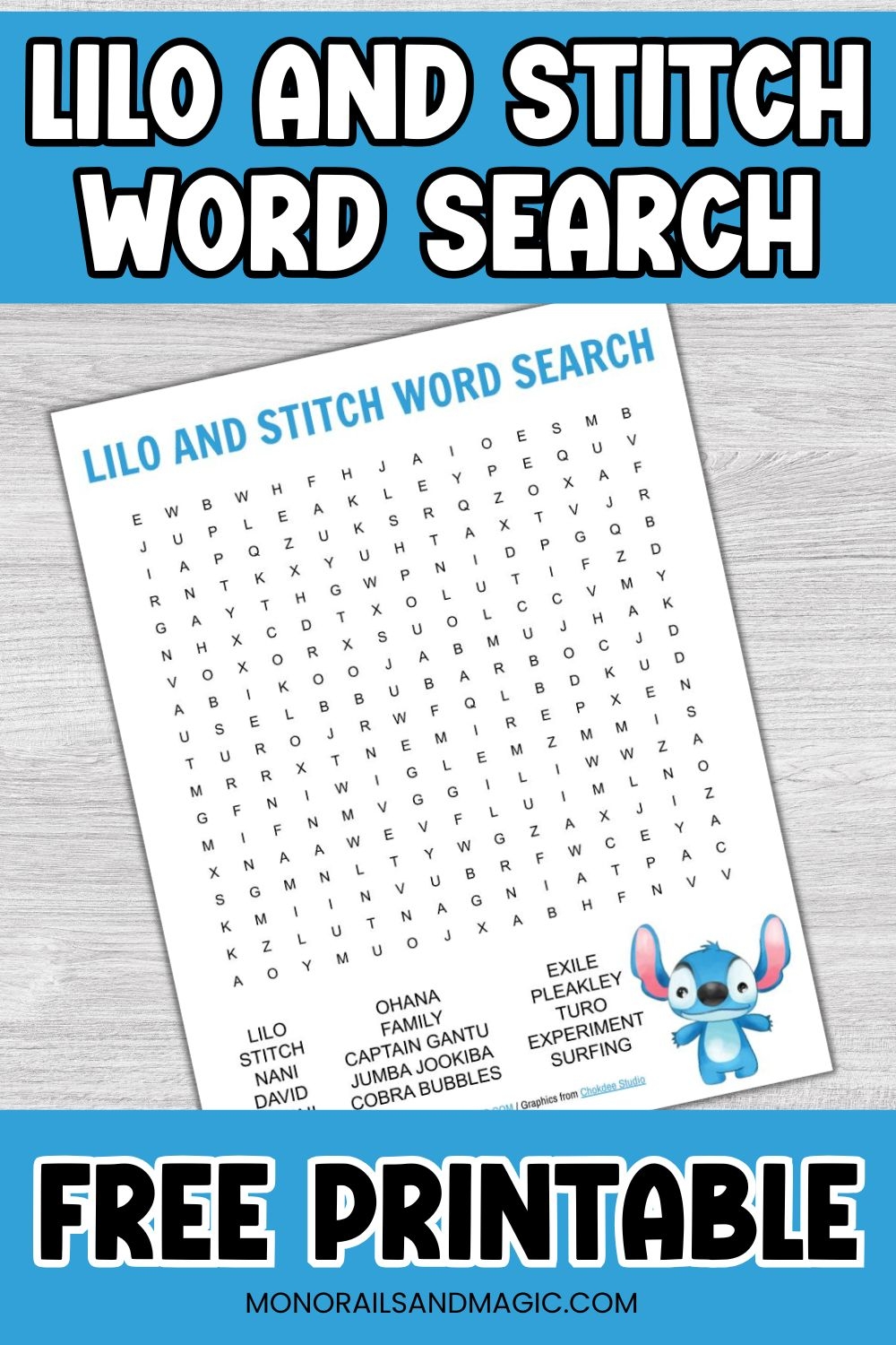 Lilo And Stitch Word Search Free Printable Monorails And Magic