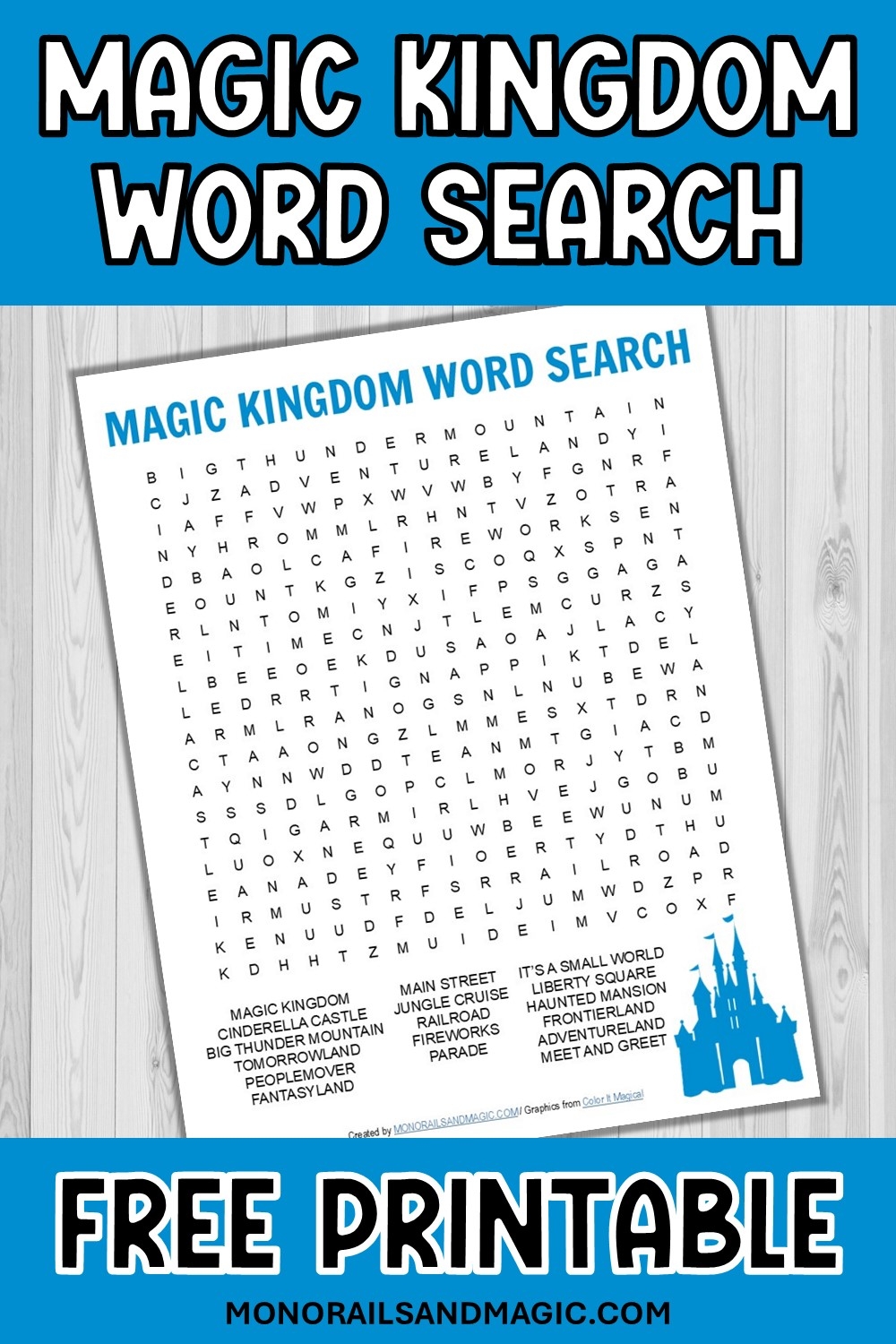 Magic Kingdom Word Search Free Printable Monorails And Magic