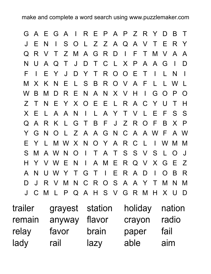 make and complete a word search using www puzzlemaker wordmint