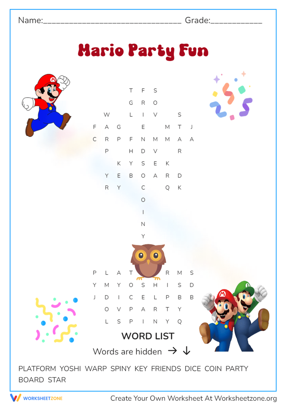 Mario Word Search Worksheets Printable