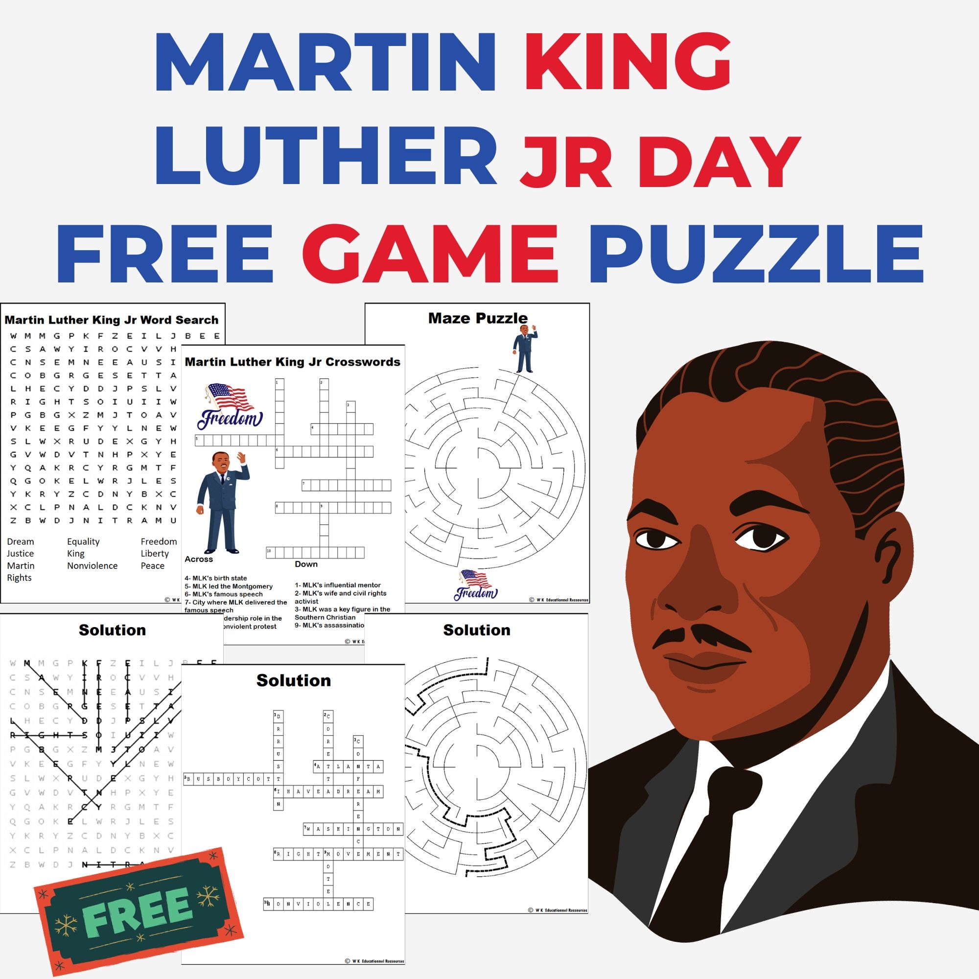 Mlk Word Search Free Printable