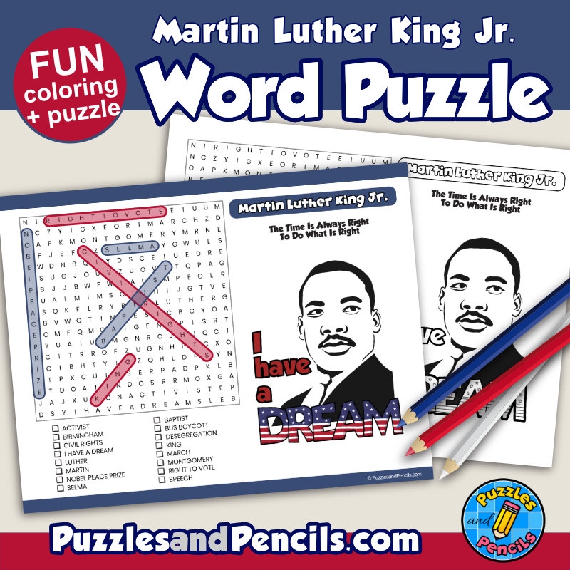 Martin Luther King Day Word Search Printable Martin Luther King Day Word Search Printable