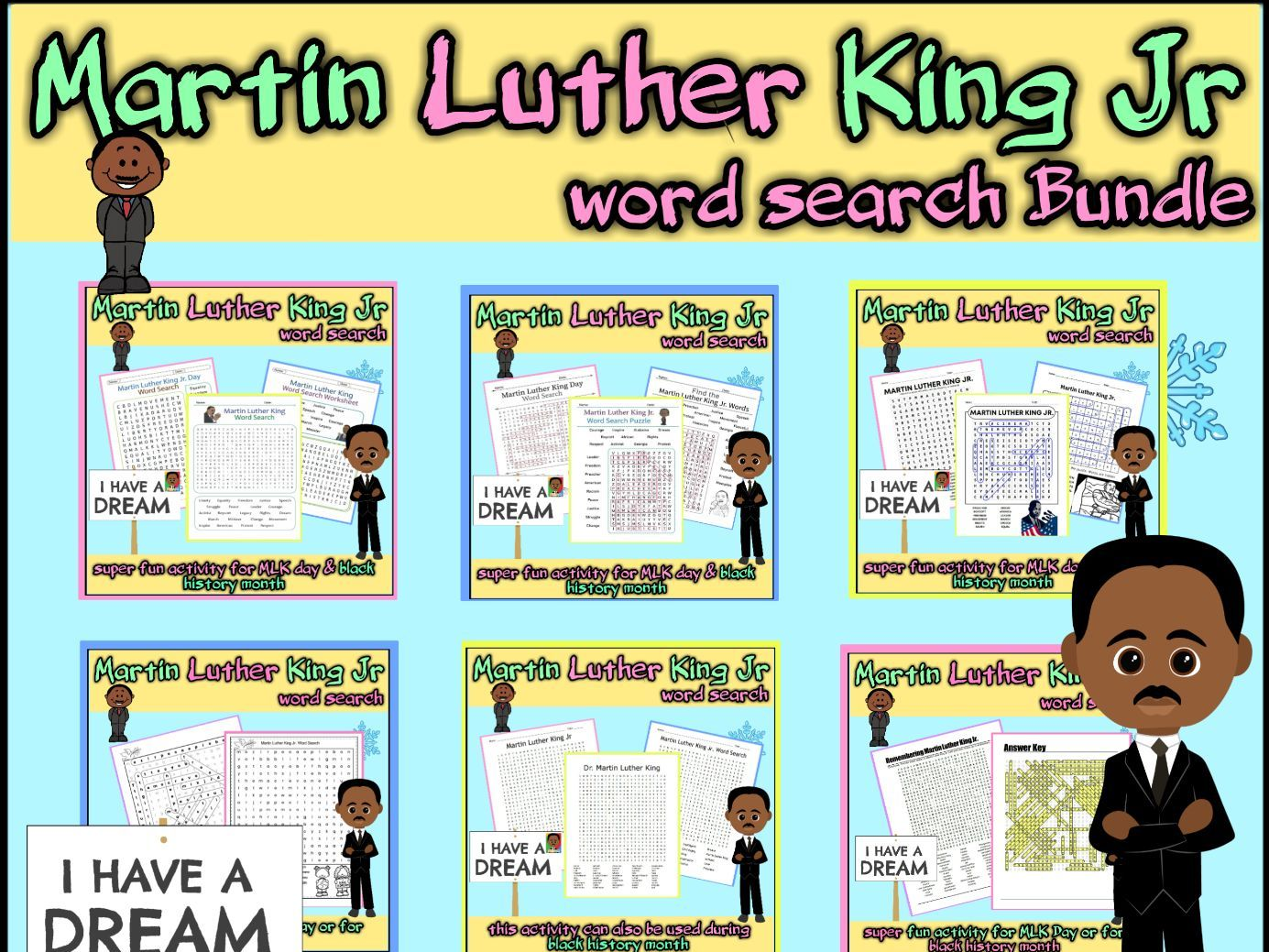Martin Luther King Jr Word Search Puzzles Bundle Black History Month Printables Activities Worksheets African American History Teaching Resources Martin Luther King Jr Word Search Puzzles Bundle Black History Month Printables Activities Worksheets African American History Teaching Resources