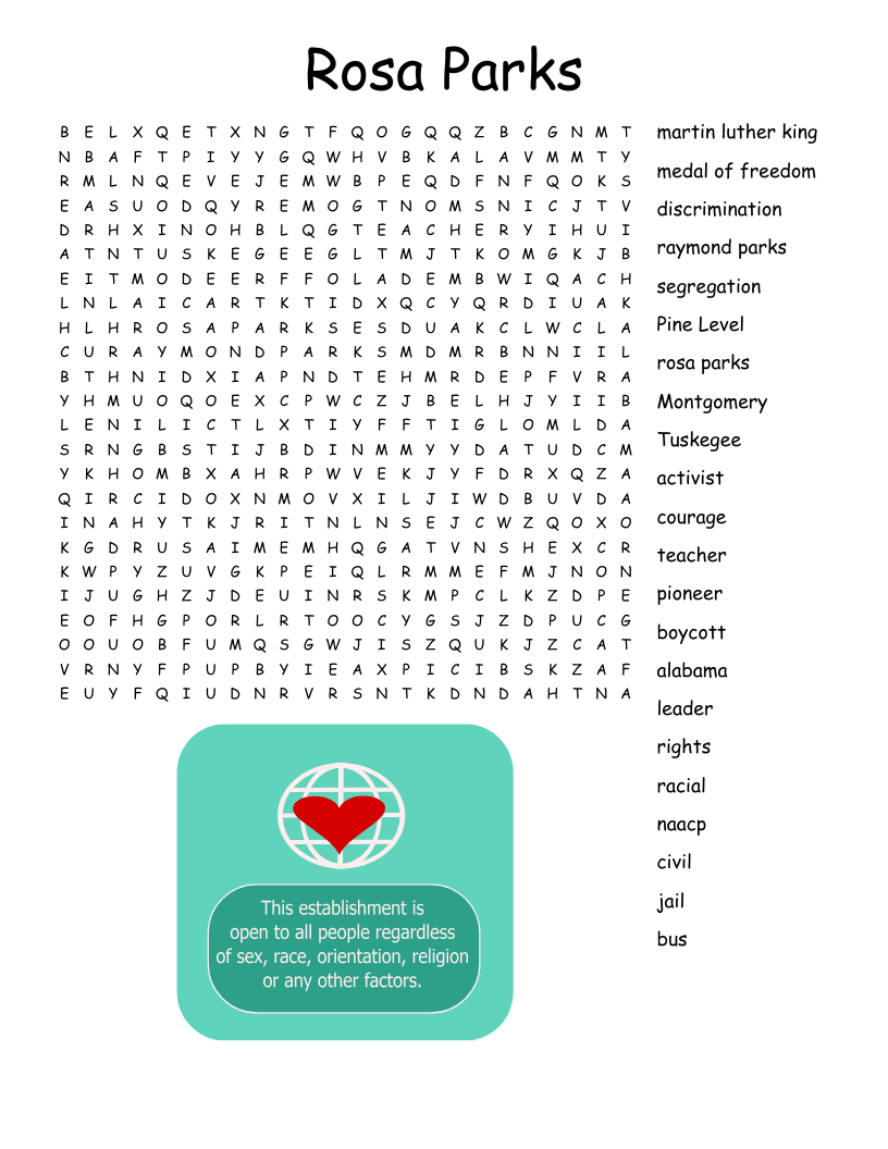 Martin Luther King Word Search Pdf