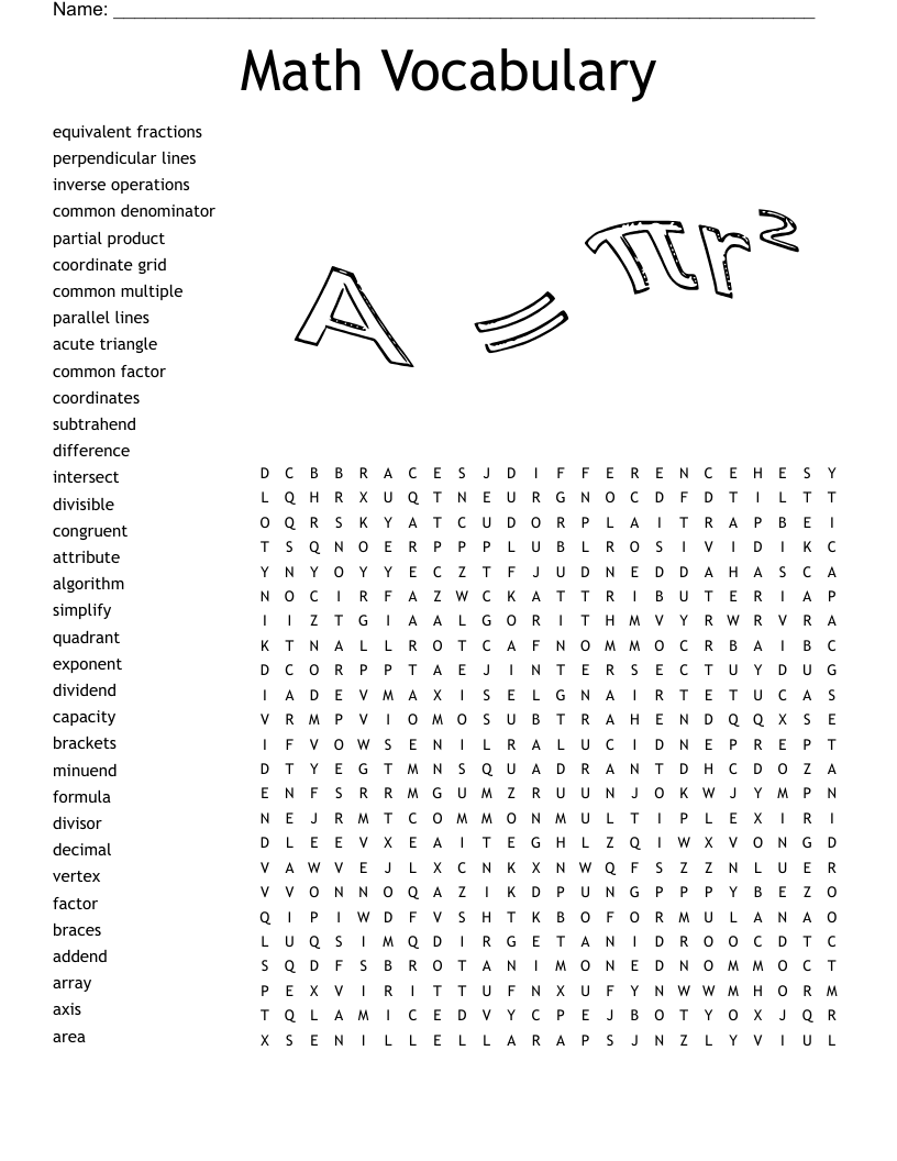 Math Word Search Printable Free