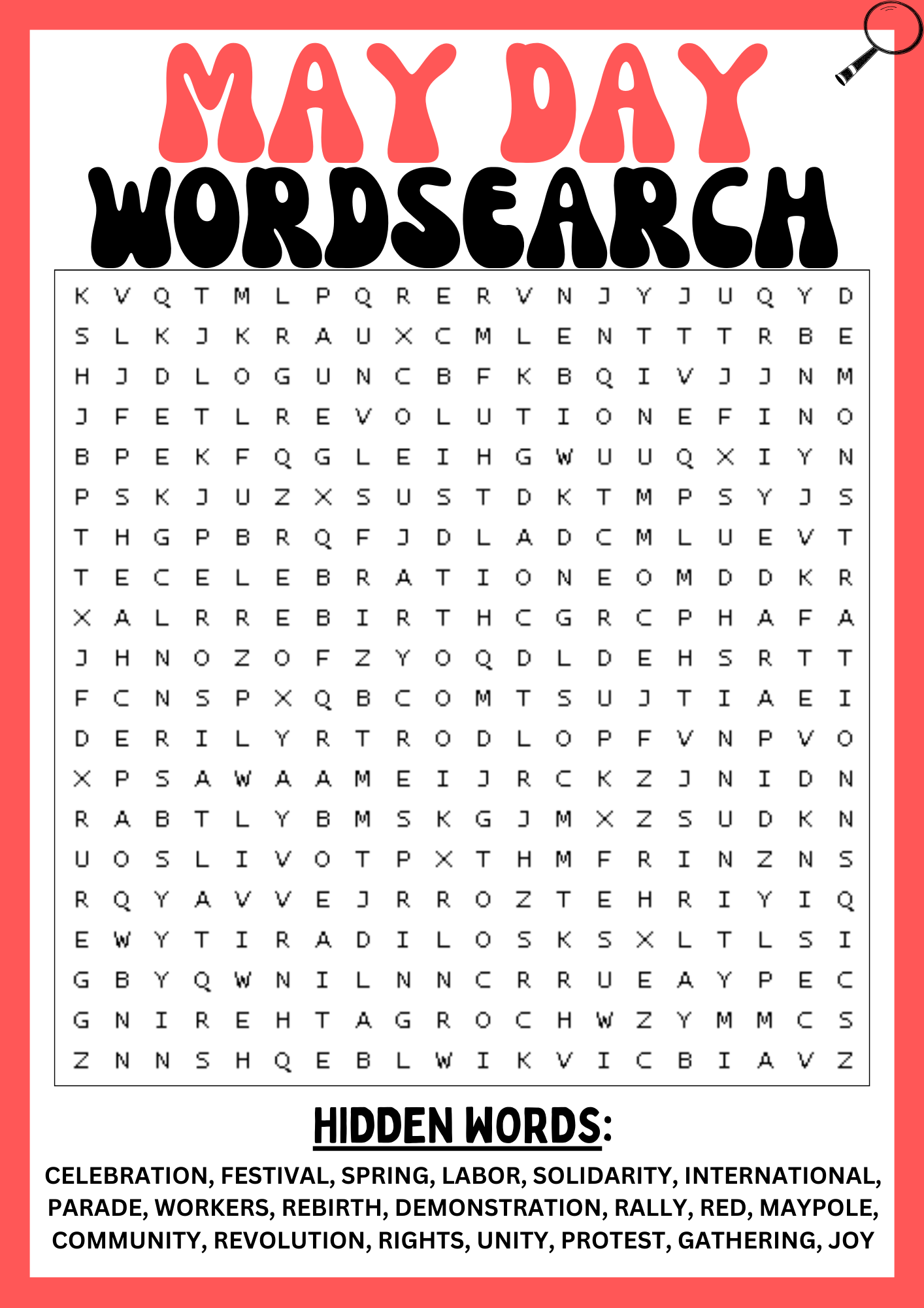 may day wordsearch puzzle worksheet printables activity made by teachers