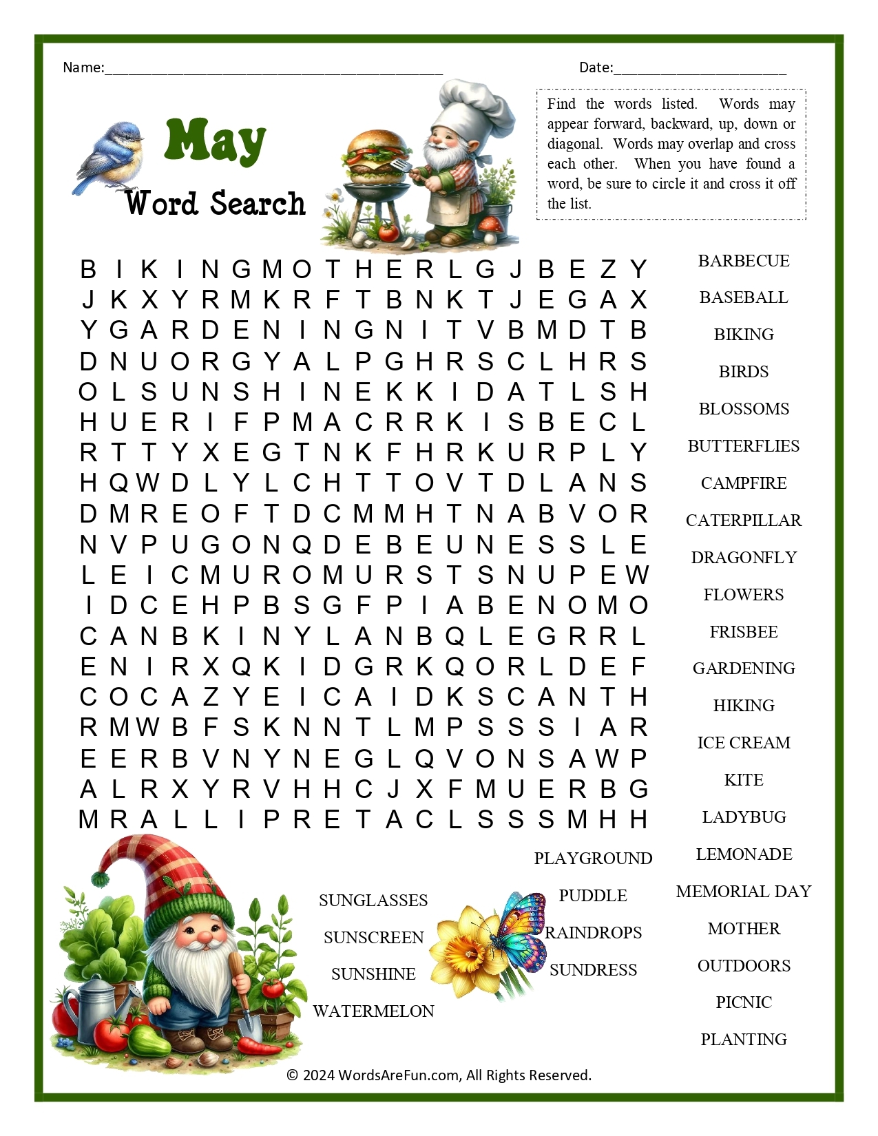 may word search