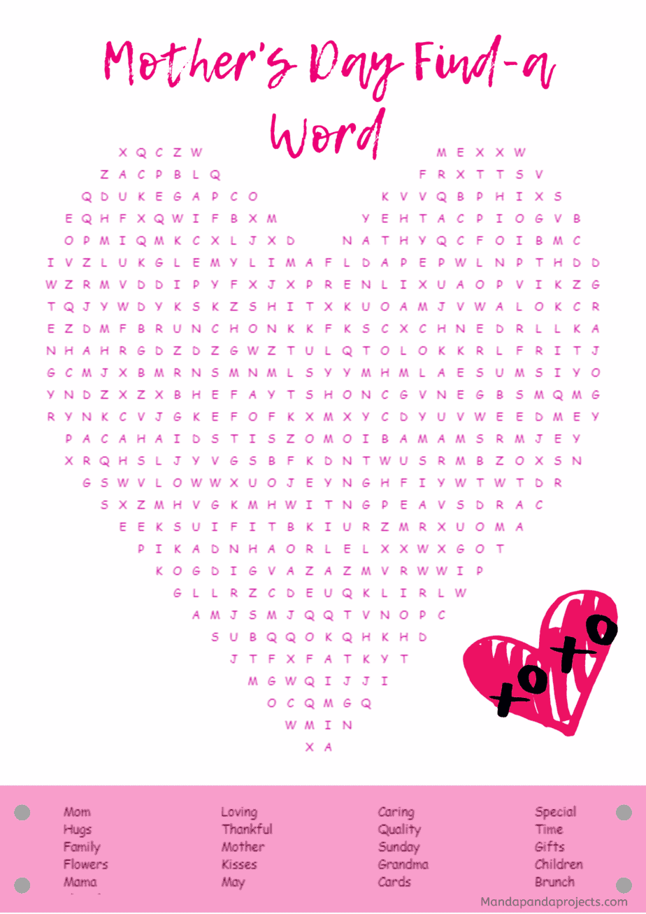 mother s day word search activity free printable