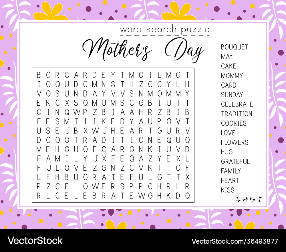 Word Search Free Mother's Day