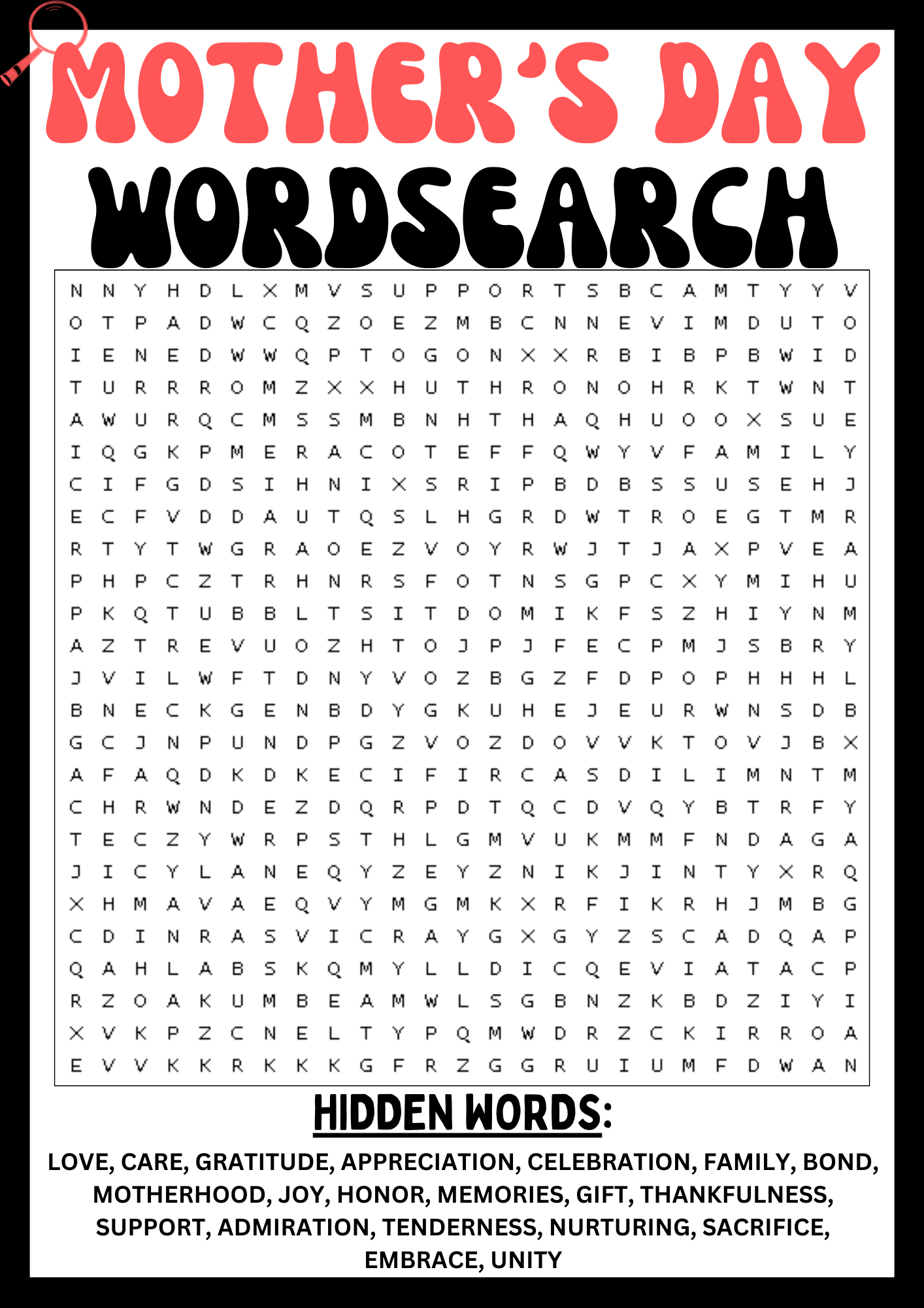 mother s day wordsearch puzzle worksheet printables activity made by teachers