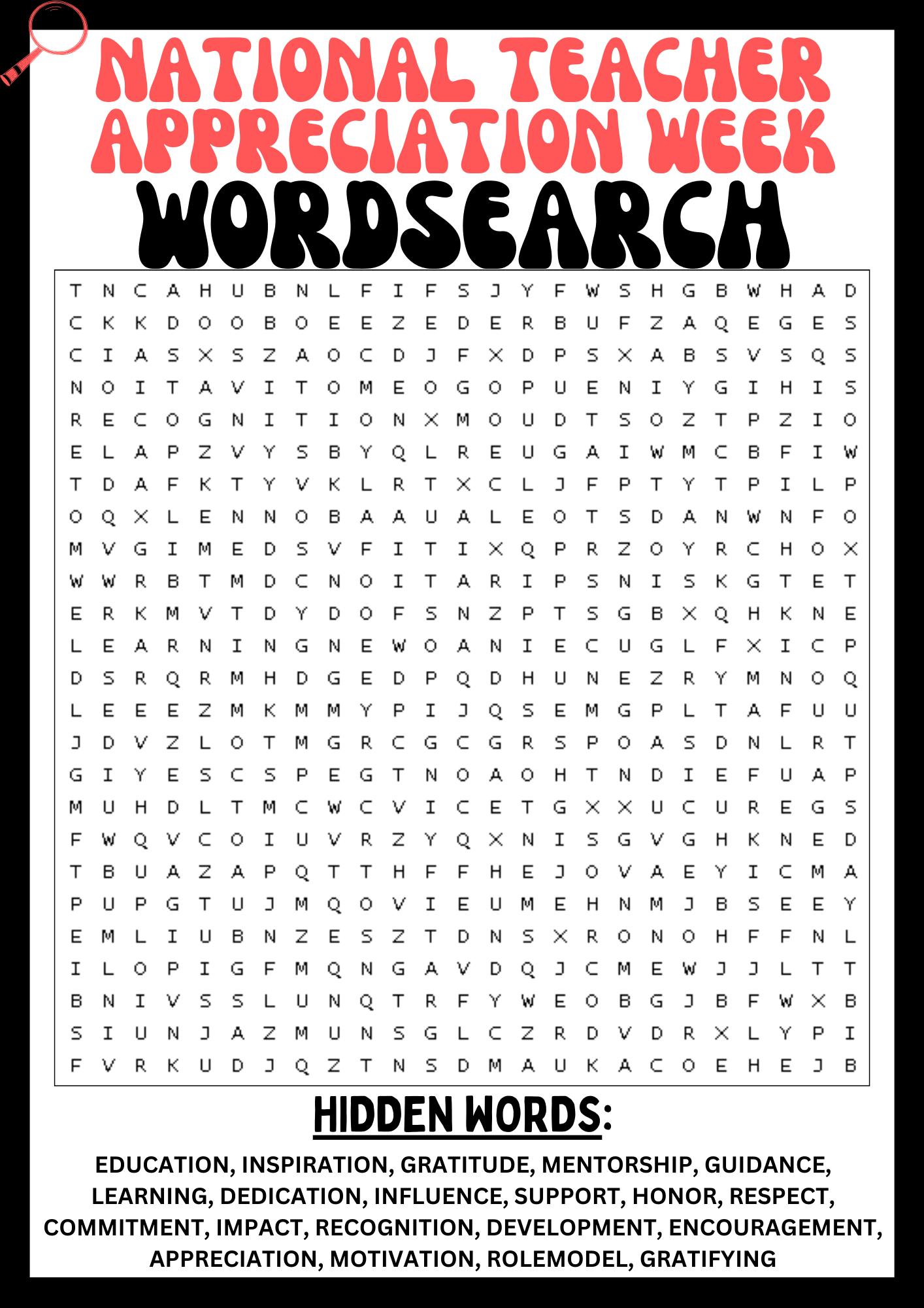 national teacher appreciation wordsearch puzzle worksheet national teacher appreciation wordsearch puzzle worksheet